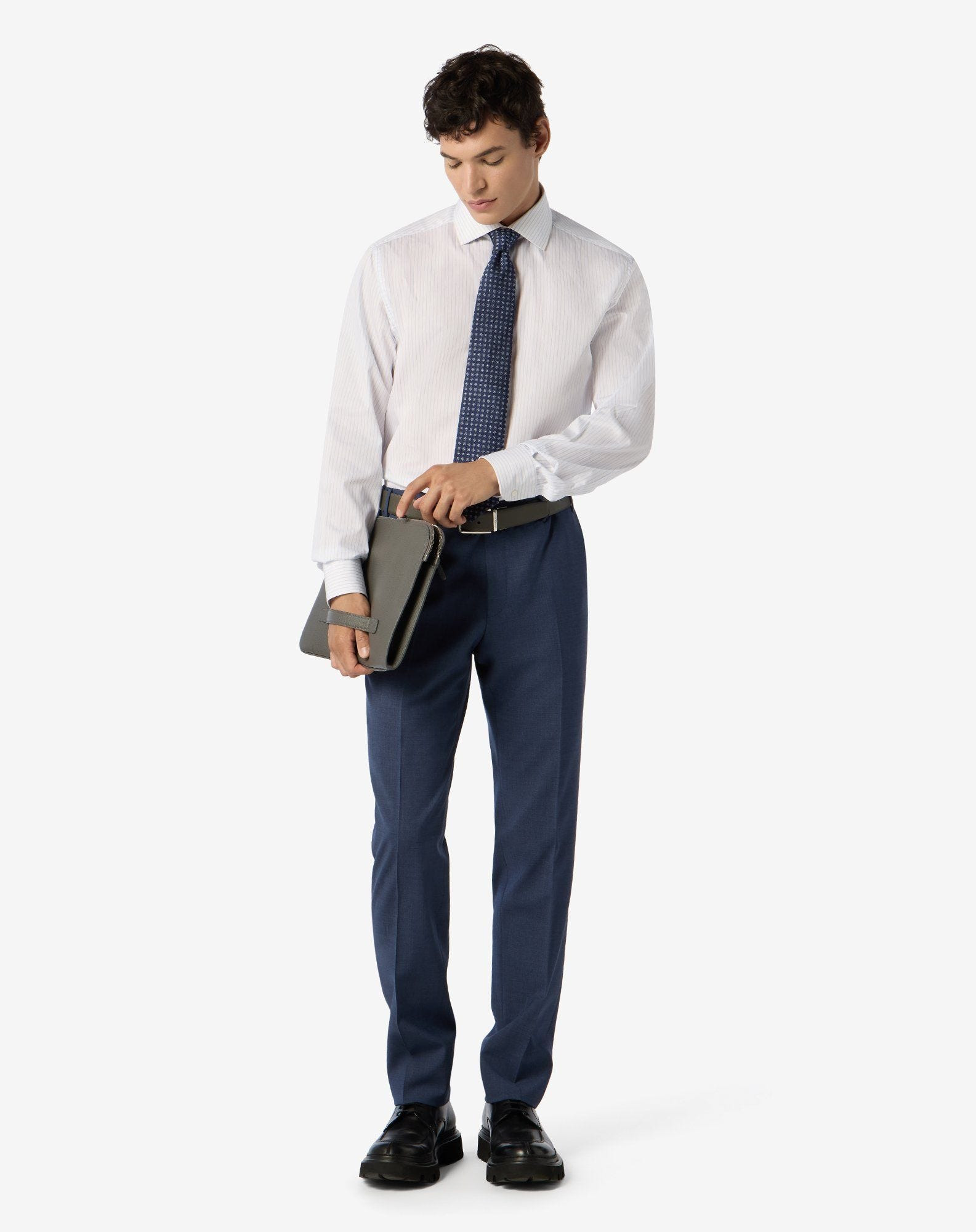 Blue stretch wool bengaline trousers - 2