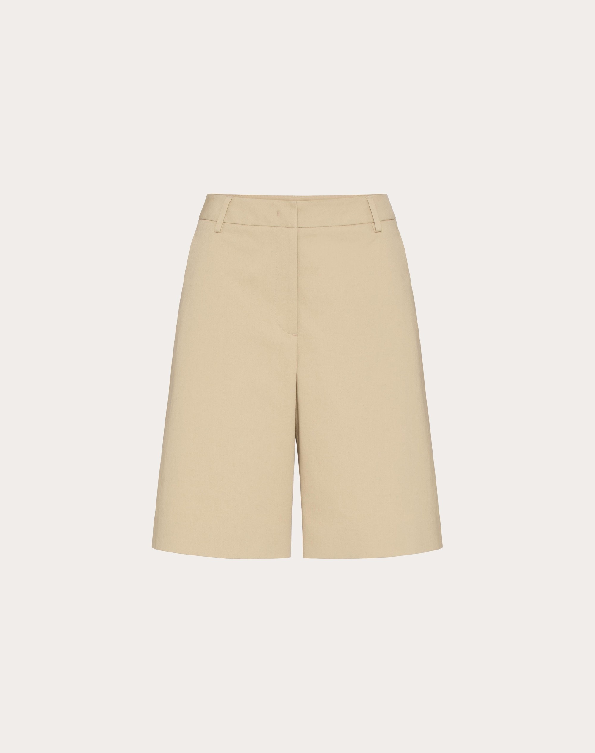 BERMUDA SHORTS IN DIAGONAL COTTON LINEN - 1