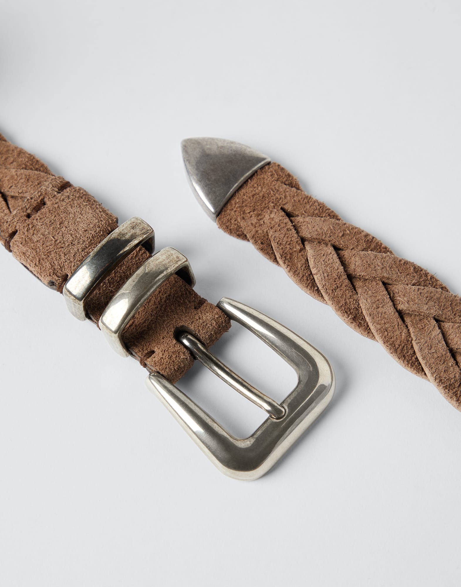 Braided suede calfskin belt with double keeper - 2