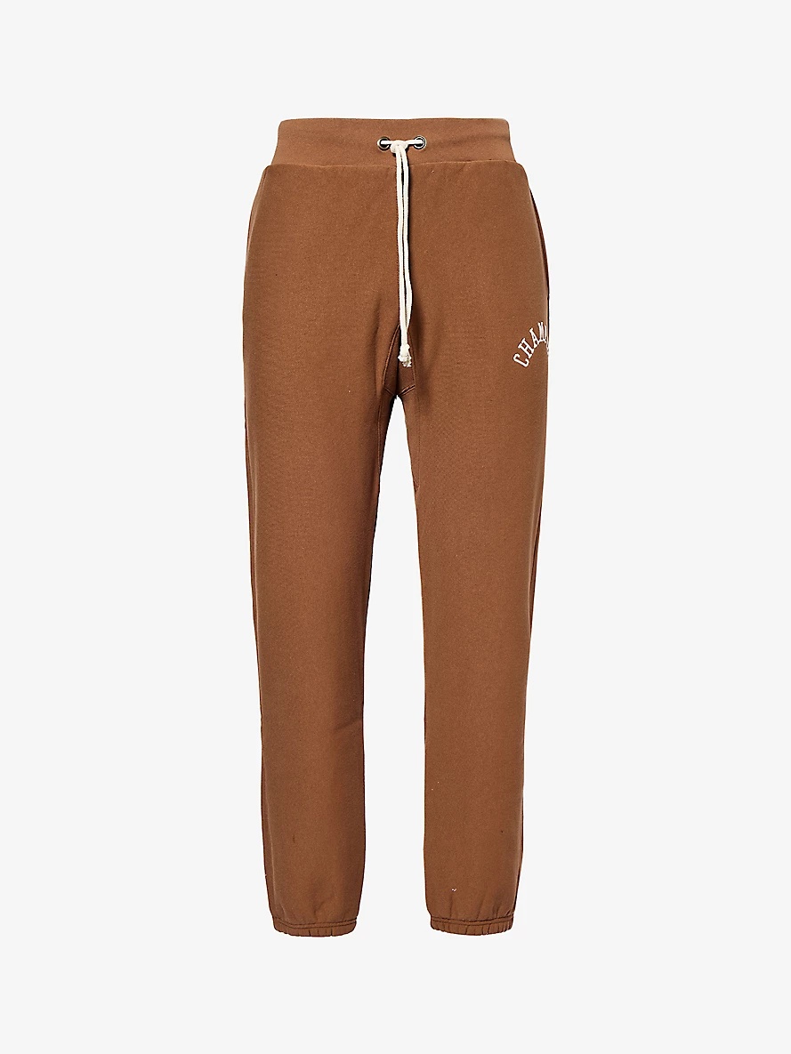 Brand-appliqué drawstring-waistband cotton-blend jogging bottoms - 1