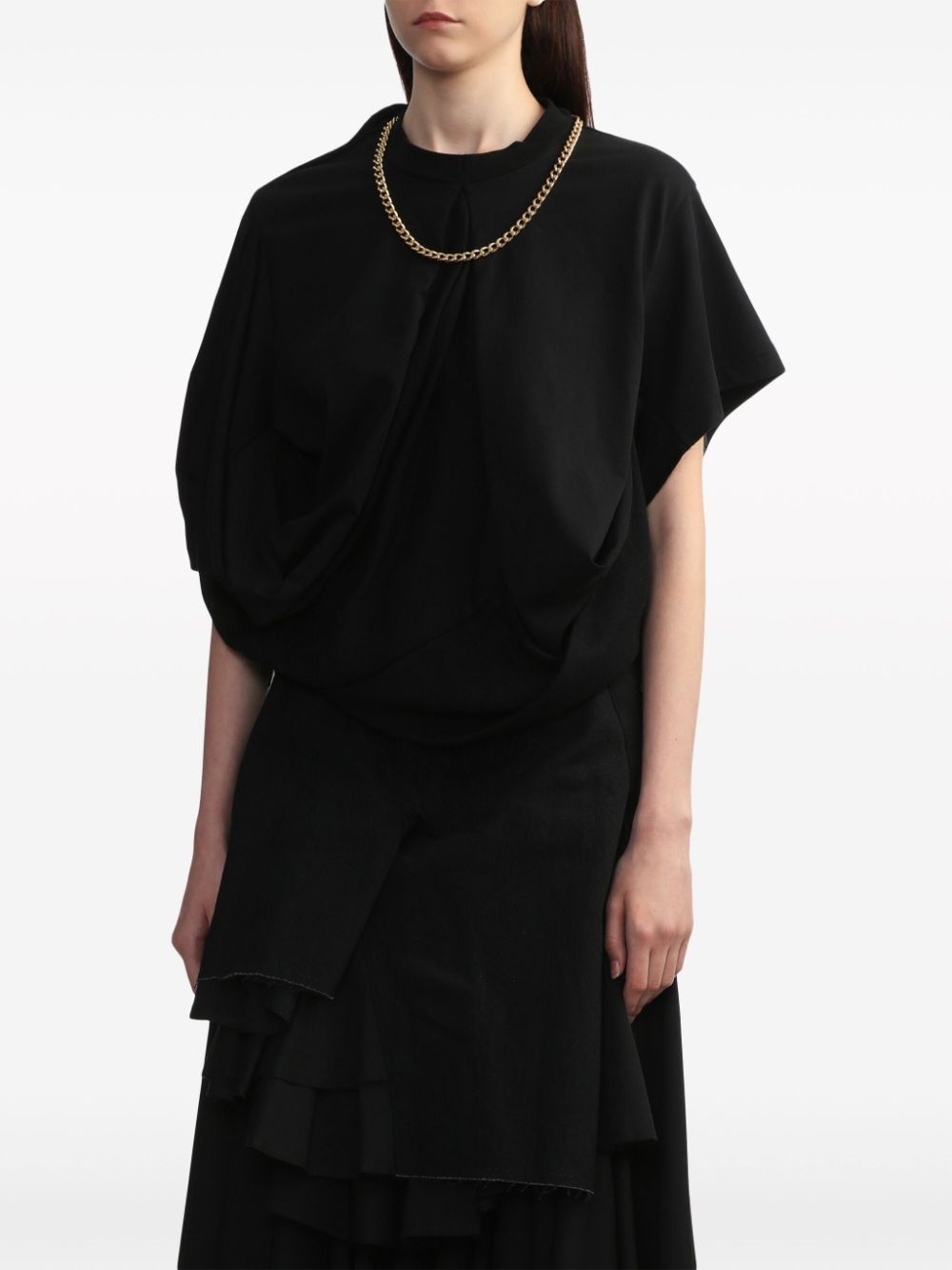 chained asymmetric cotton top - 6