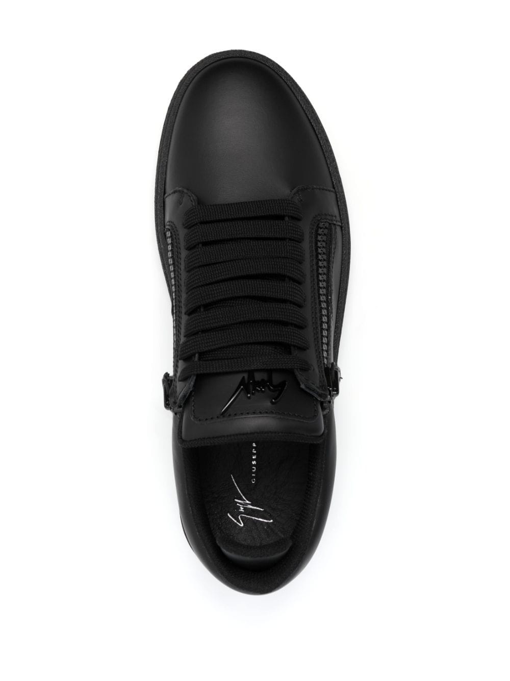 side-zip leather low-top sneakers - 4