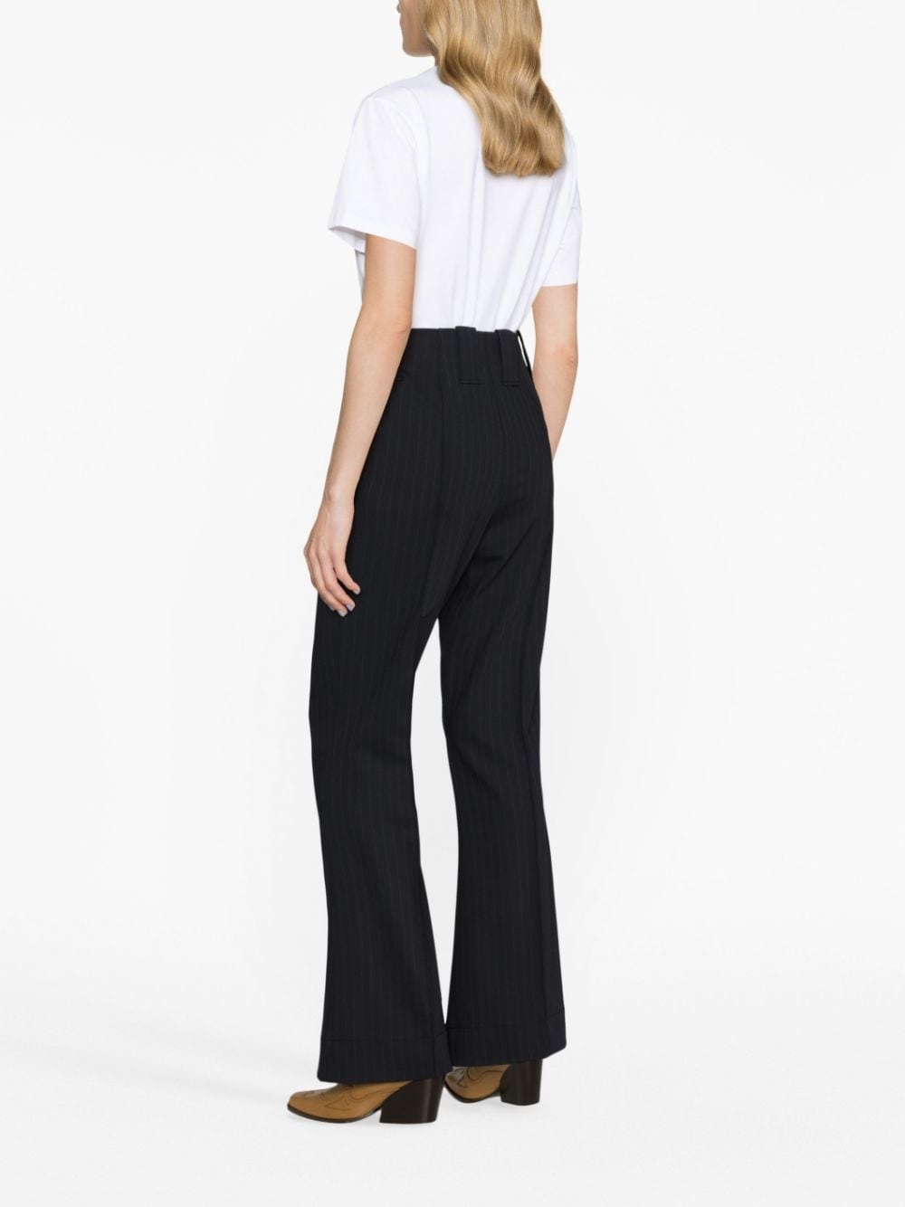 pinstripe flared trousers - 4