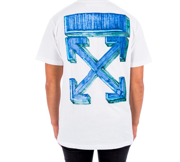 Off-White Marker Short-Sleeve Slim Tee 'White/Blue' OMAA027E20JER0050145 - 4