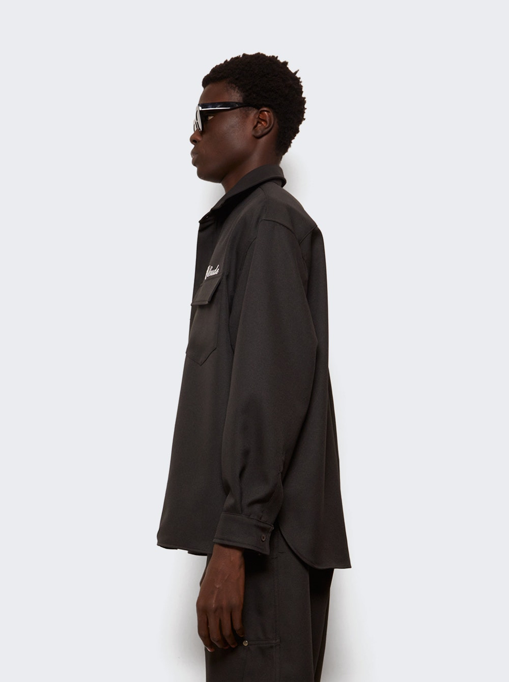 Boxy Long Sleeve Work Shirt Black - 3