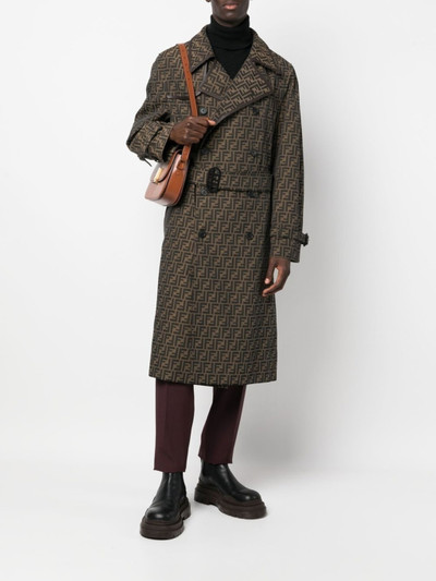 FENDI FF jacquard double-breasted trench coat outlook