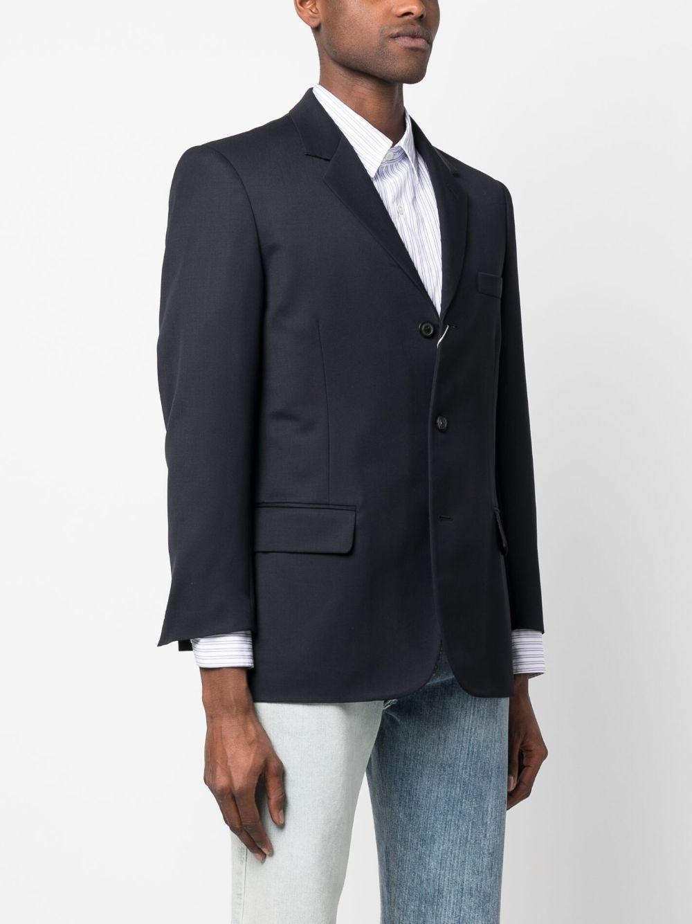 button-up virgin wool blazer - 3