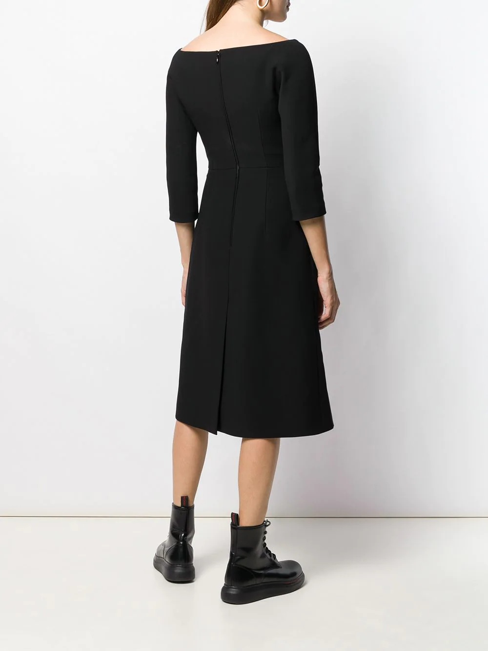 mid-length v-neck dress - 4