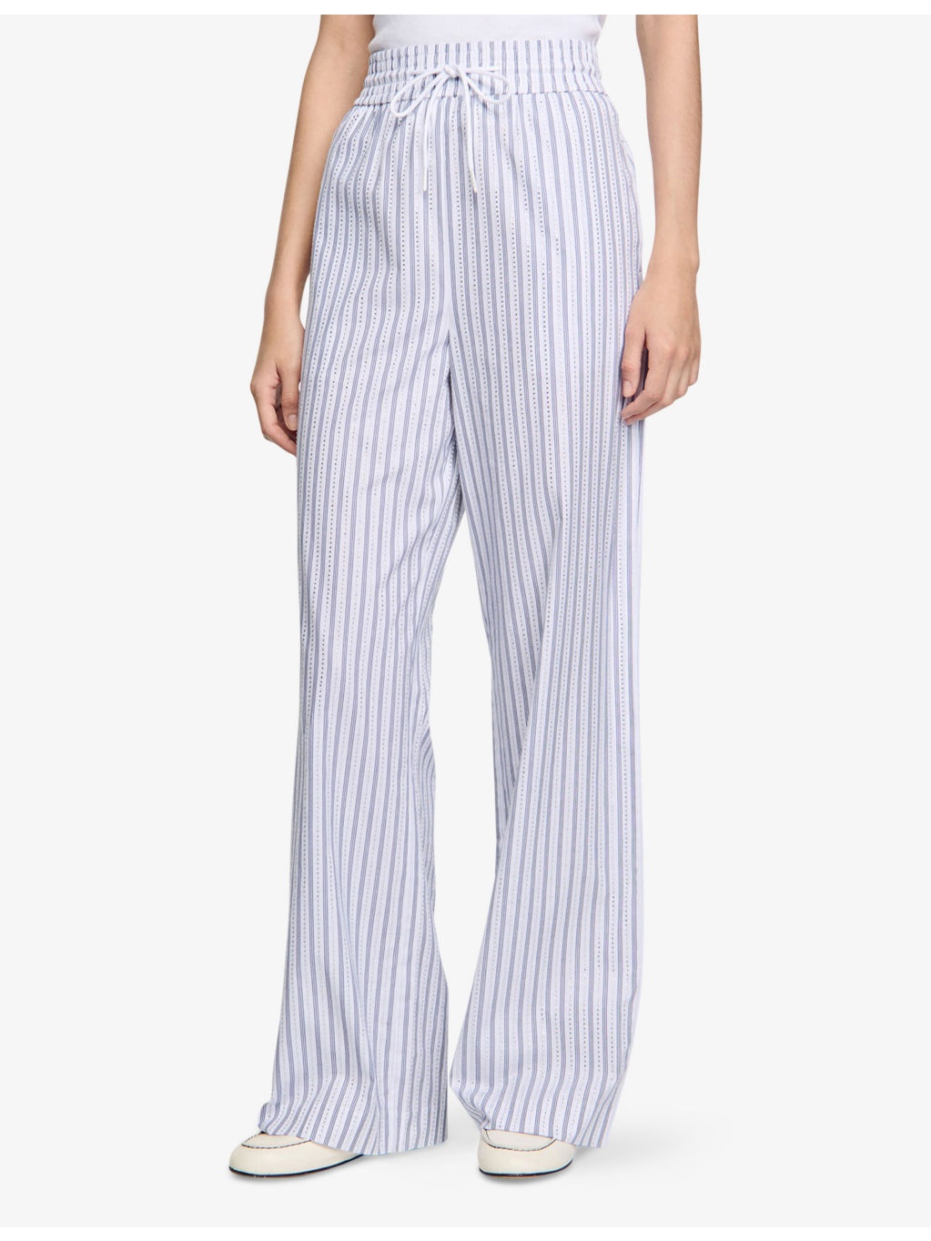 Striped Drawstring-Waist Cotton Trousers - 3