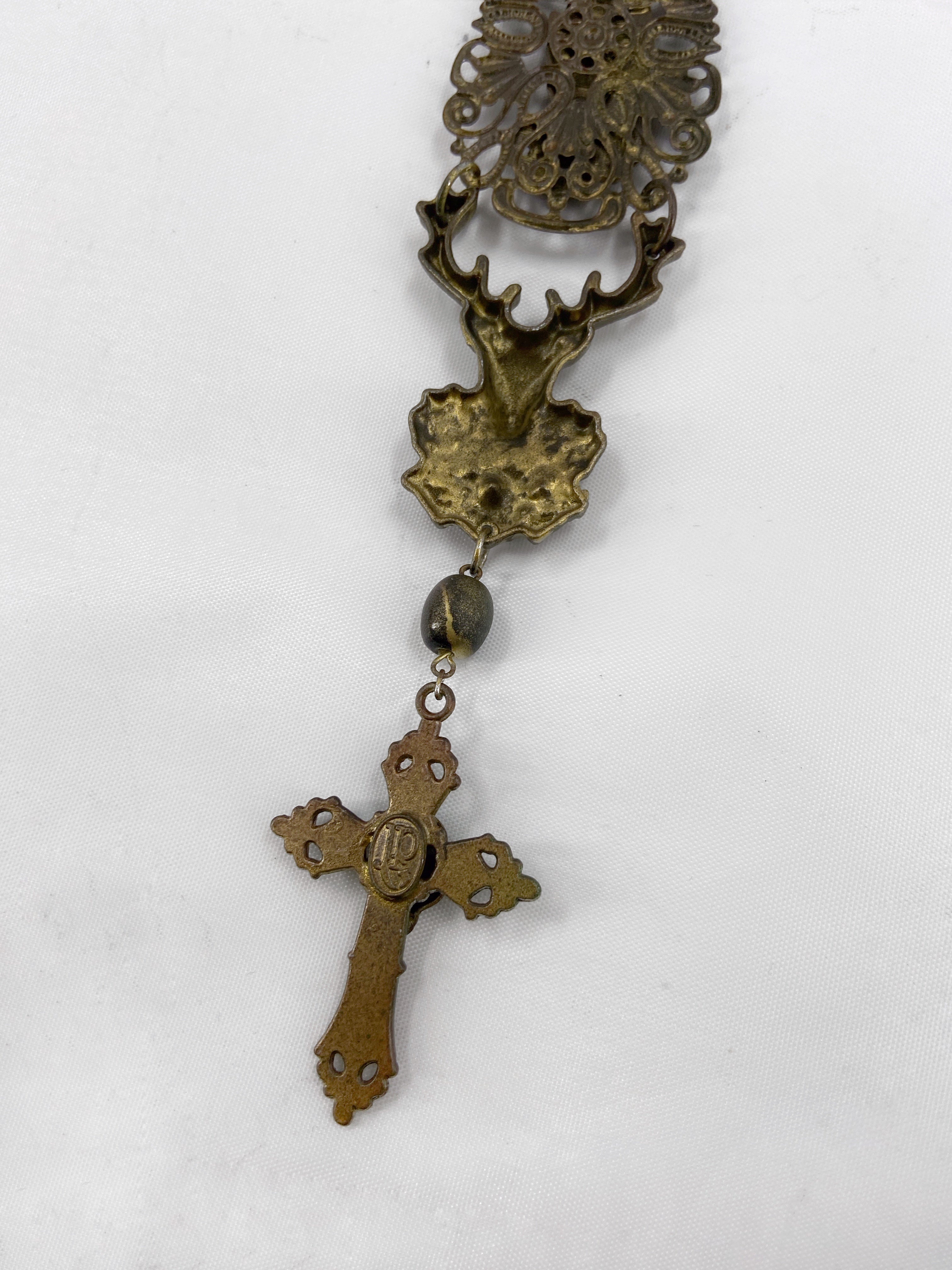 Jean Paul Gaultier 90S Sample Praying Deer Cross Long Necklace - 13