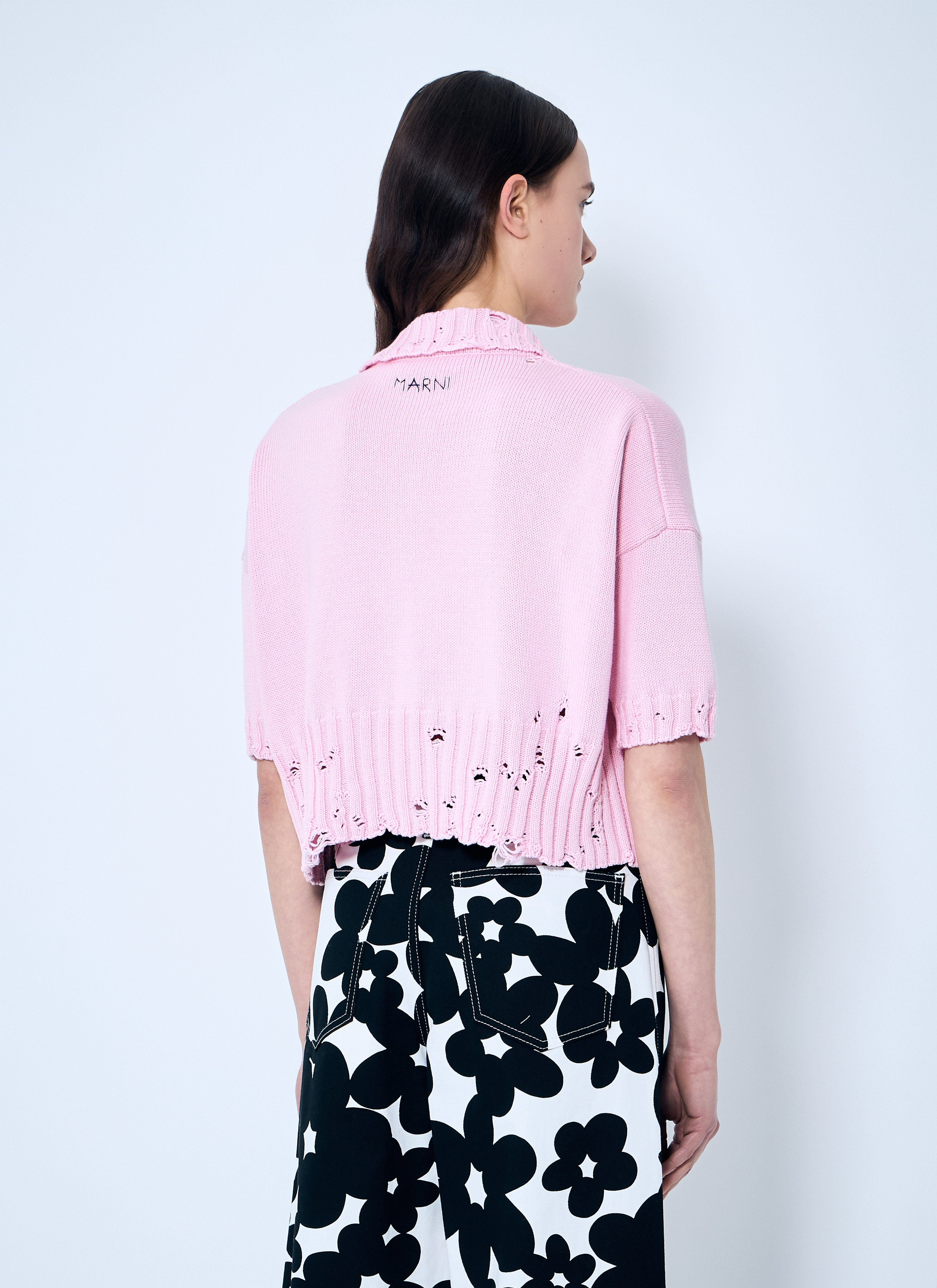 Marni Women Distressed Knit Polo Shirt - 4