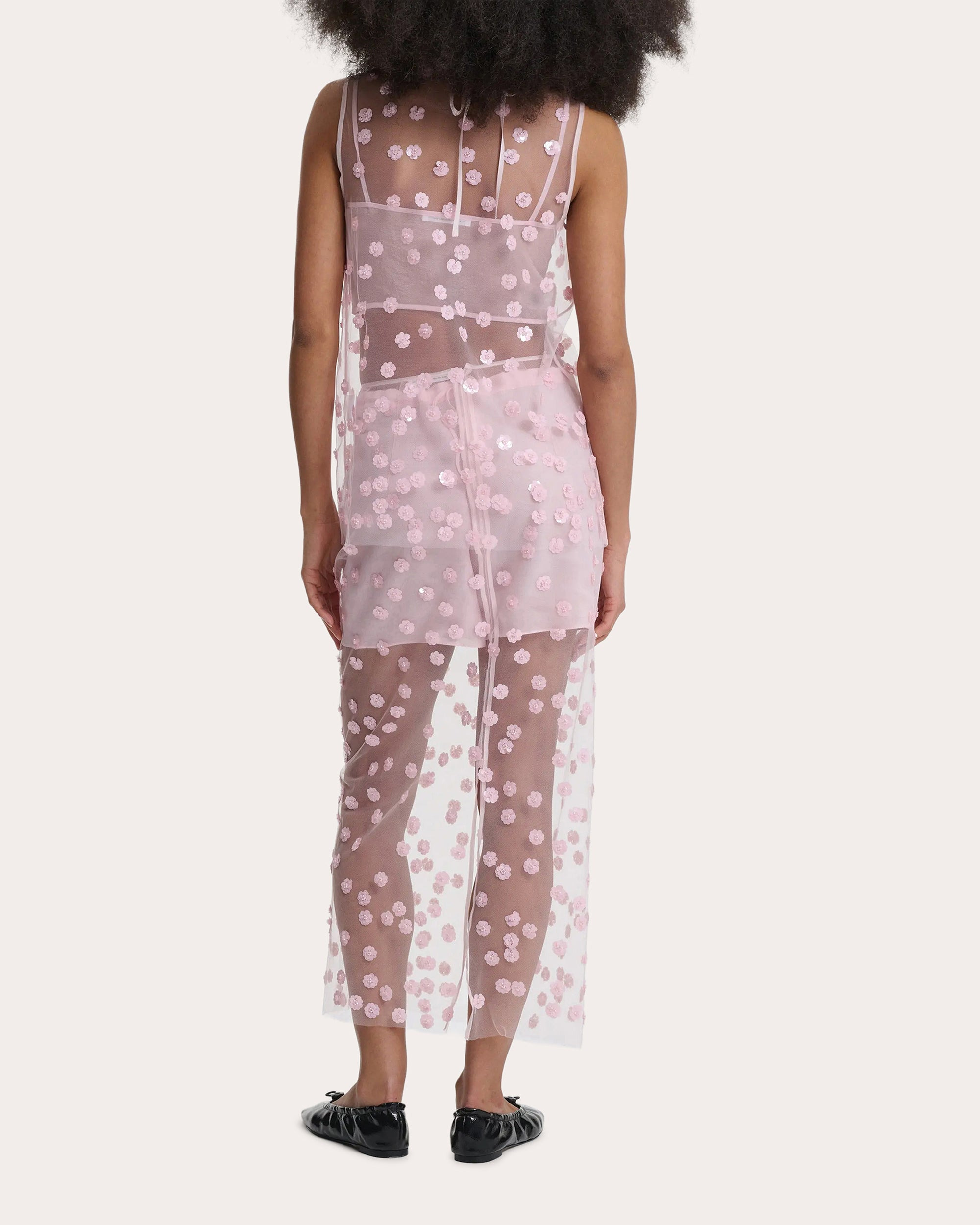 Gus Sequin Floral Sheer Tulle Pencil Skirt - 2