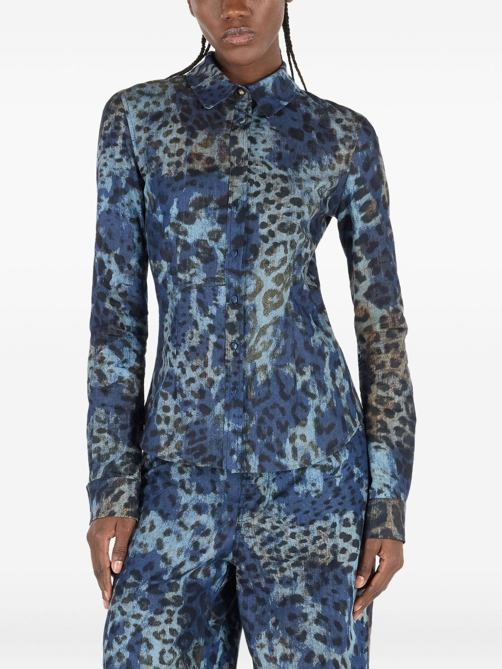 leopard-print button-up shirt - 3