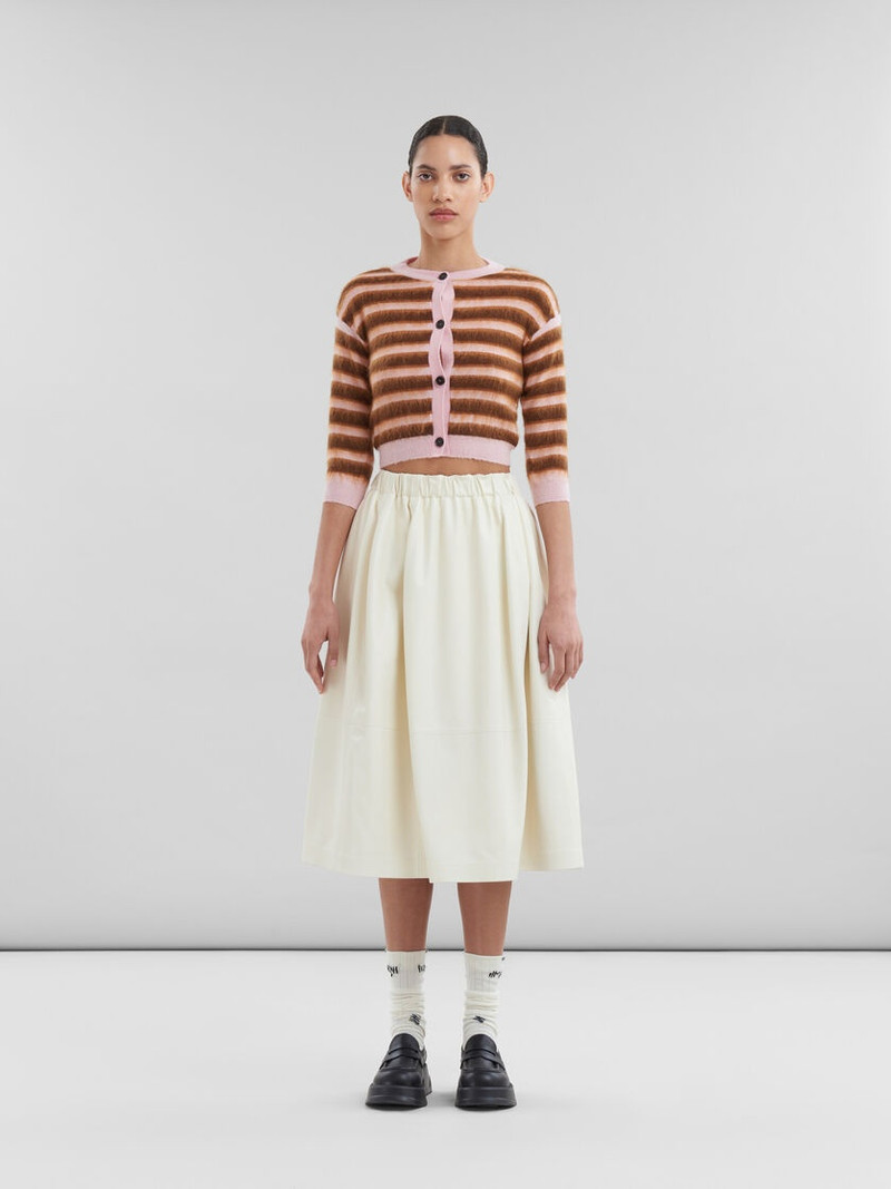 Marni CREAM NAPPA LEATHER ELASTICATED MIDI SKIRT outlook