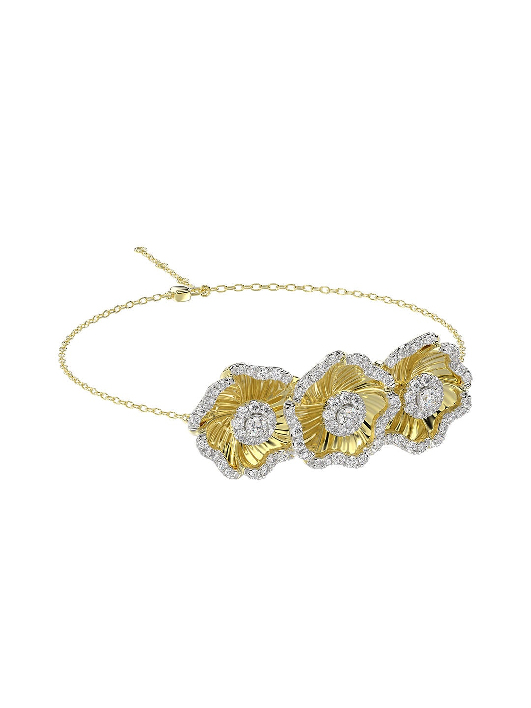 HALO FLOWER YELLOW GOLD BRACELET - 4