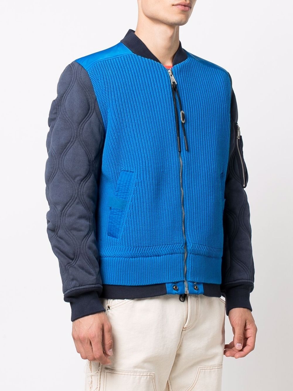 knitted-panel bomber jacket - 3