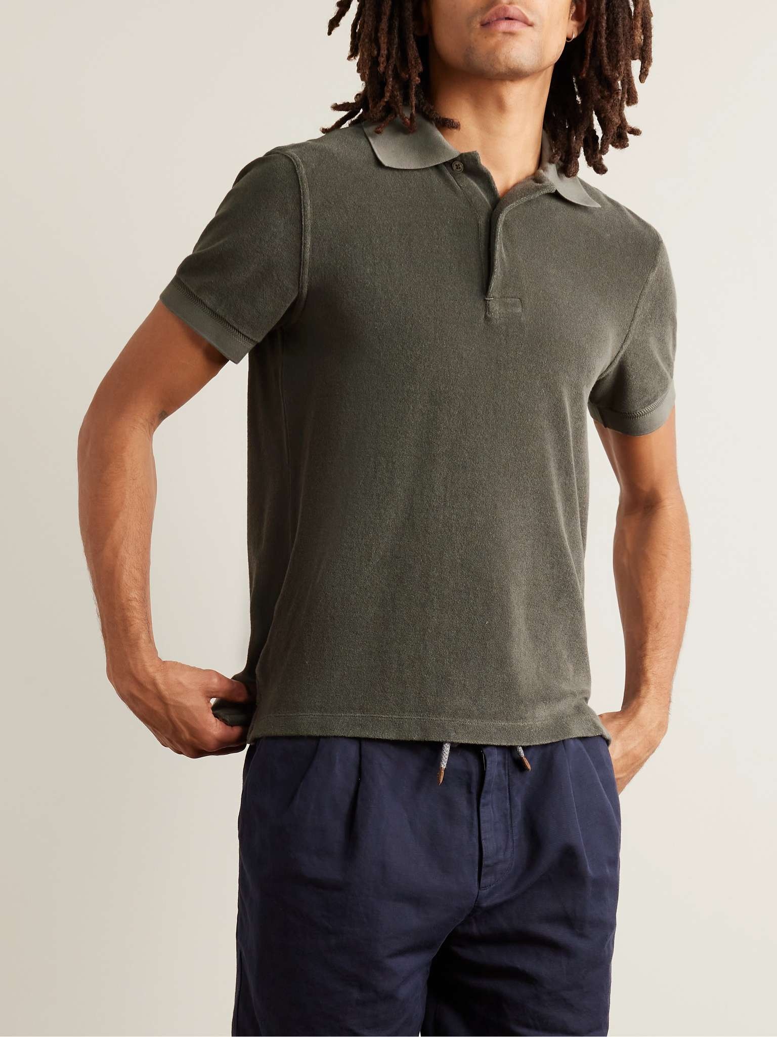 Slim-Fit Cotton-Blend Terry Polo Shirt - 3