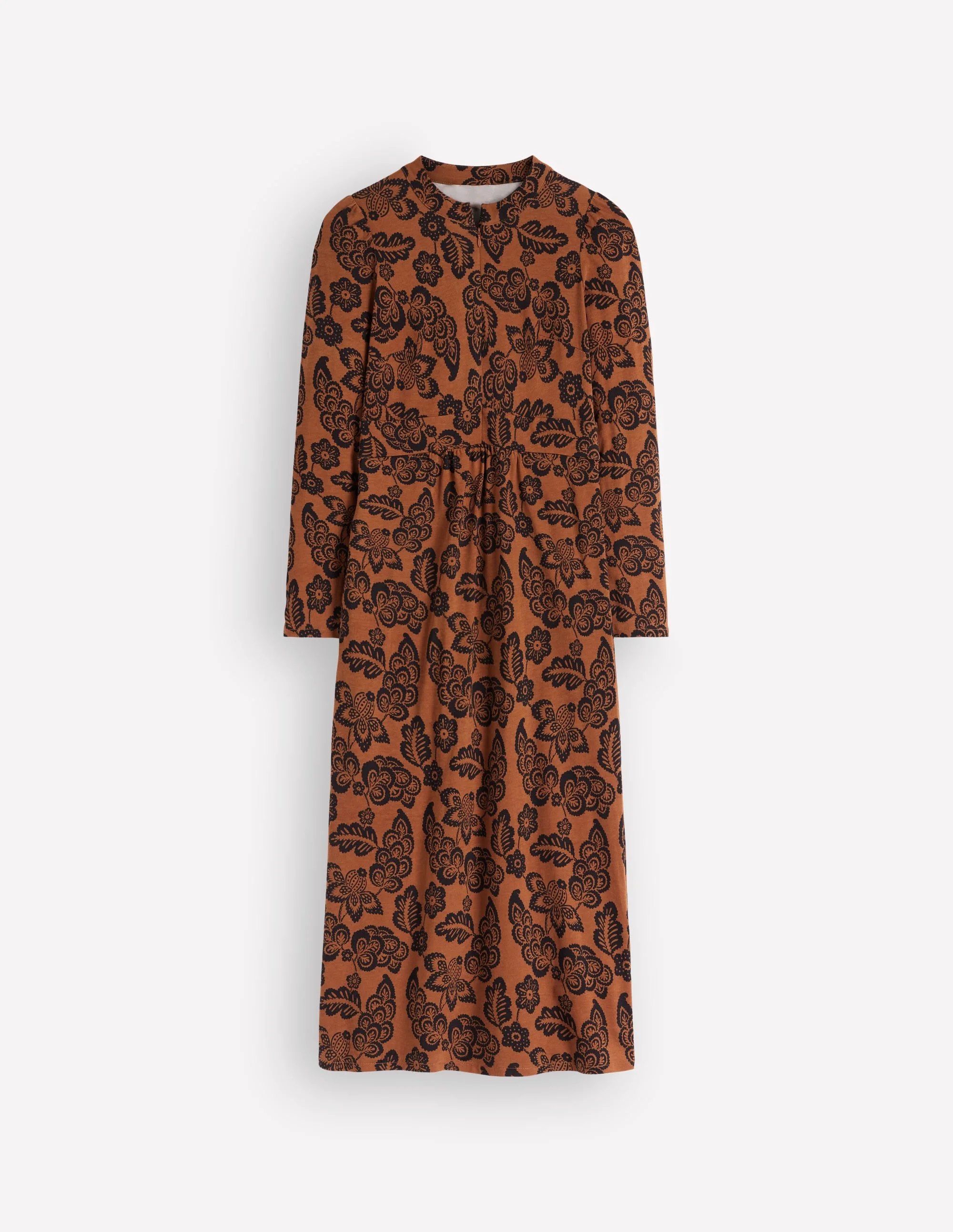 Hope Zip Detail Jersey Dress-Russet, Tickled Meadows - 1