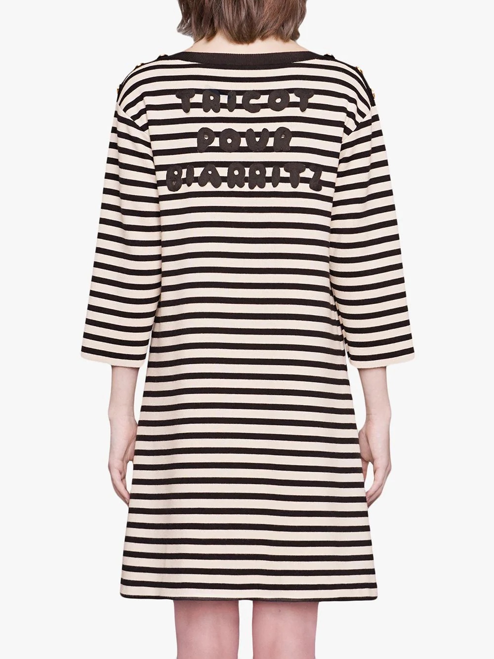 Striped wool dress with patch - 4