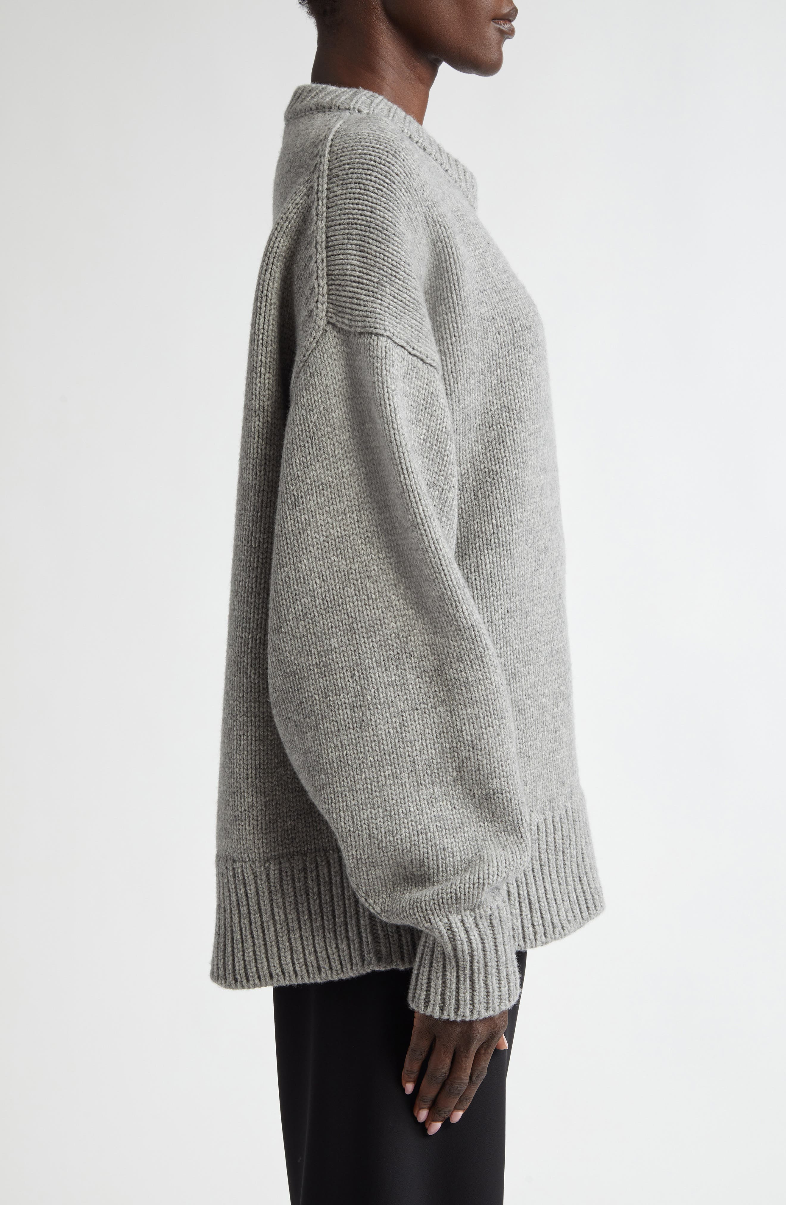 The Row Ophelia Oversize Crewneck Wool & Cashmere Sweater in Grey Melange at Nordstrom - 4
