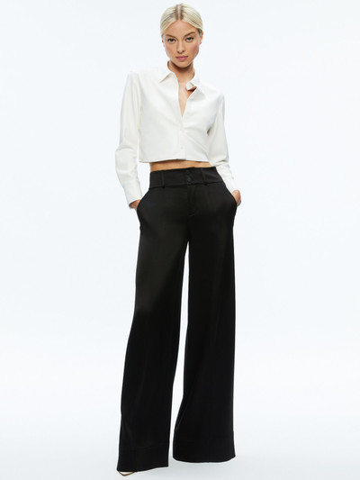 Alice + Olivia LEON CROPPED VEGAN LEATHER BUTTON DOWN outlook