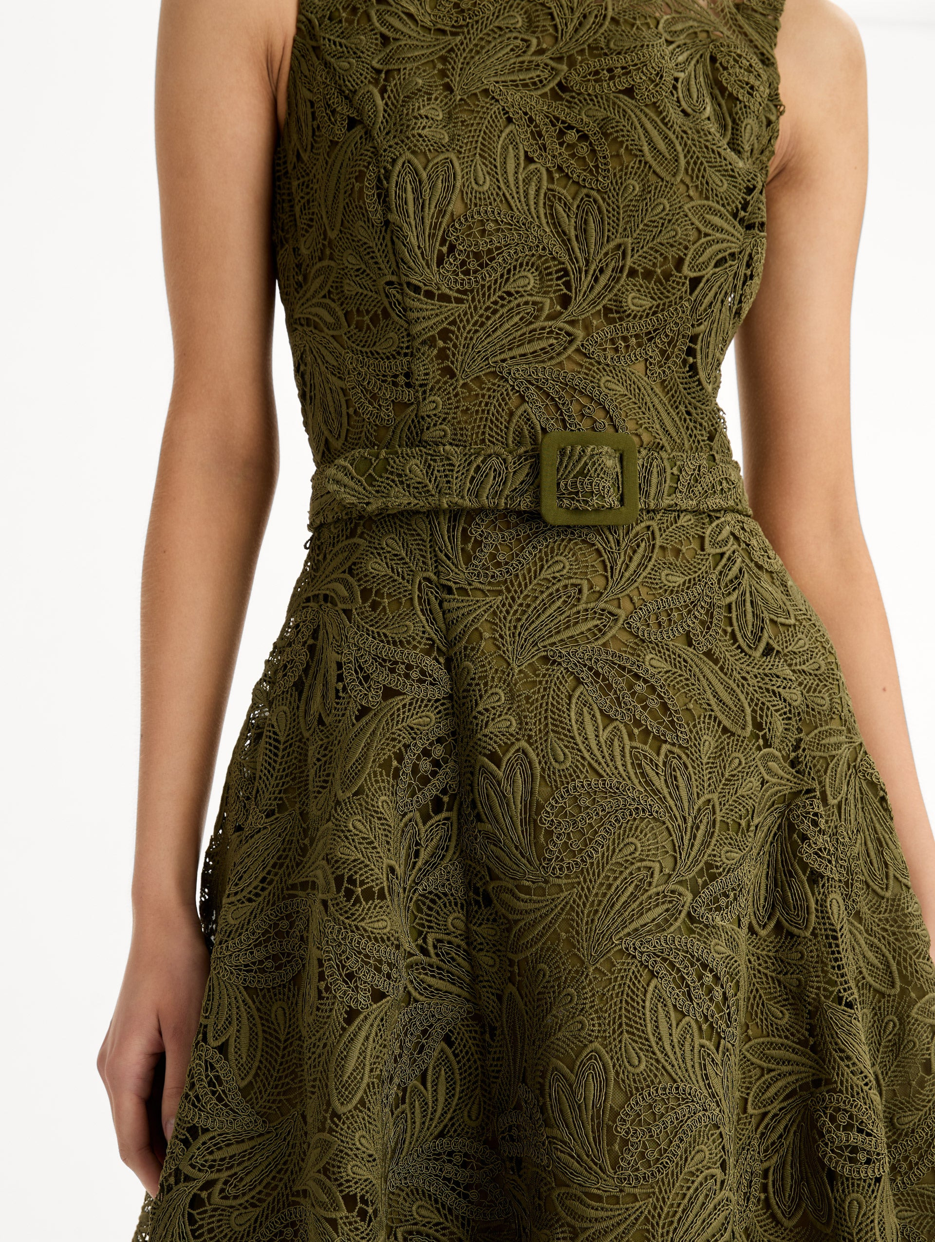 FEATHER SCROLL GUIPURE DRESS - 5
