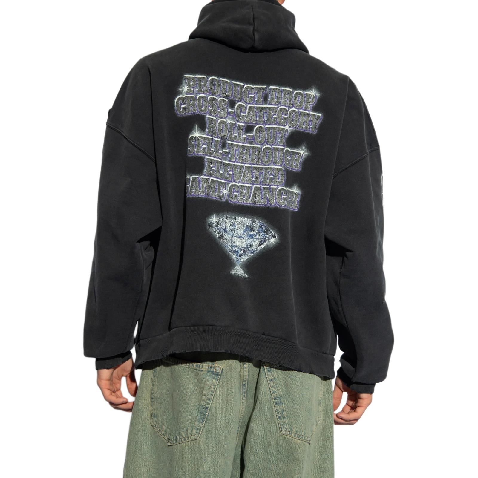 (WMNS) Balenciaga Snbn Hoodie 'Black' 739024TQVE71083 - 4