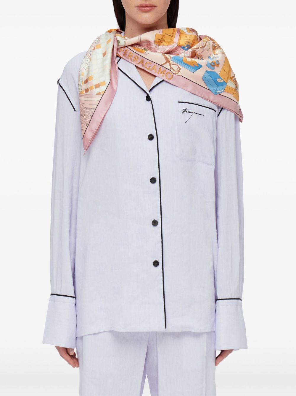 graphic-print silk scarf - 4