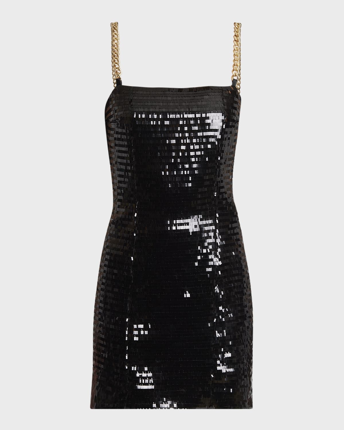 Sequin Mini Dress with Chain Strap Detail - 1