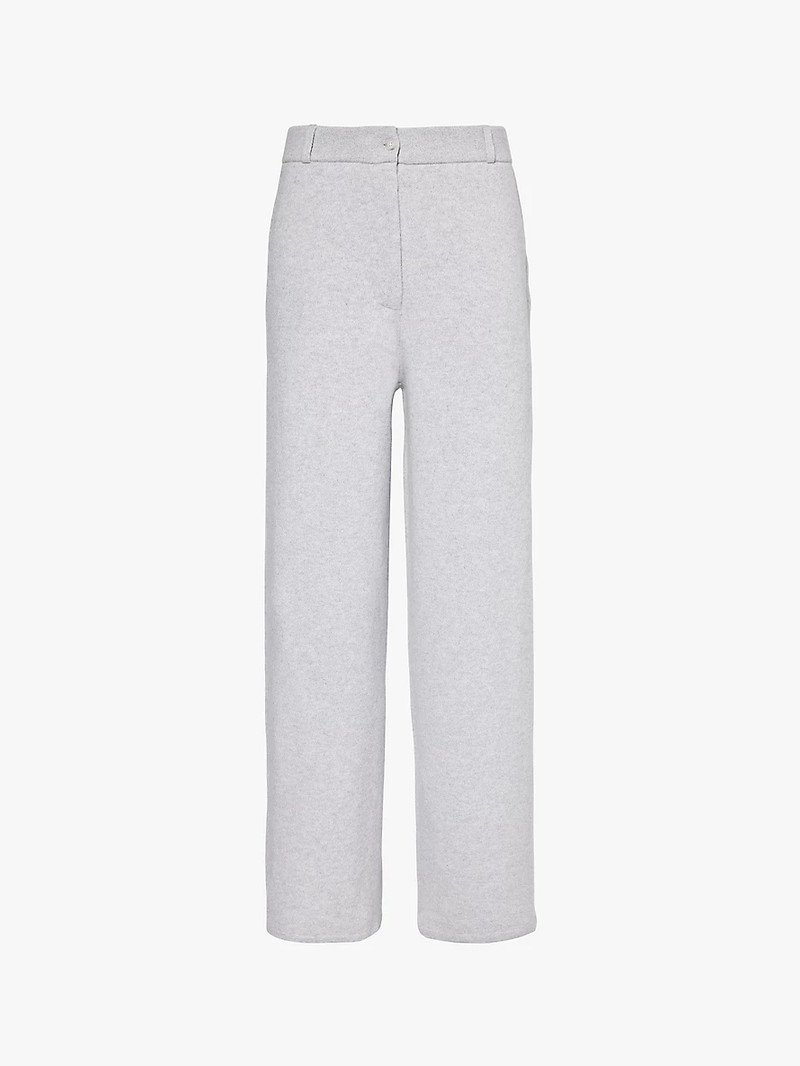 High-rise straight-leg cashmere-blend tailored trousers 1
