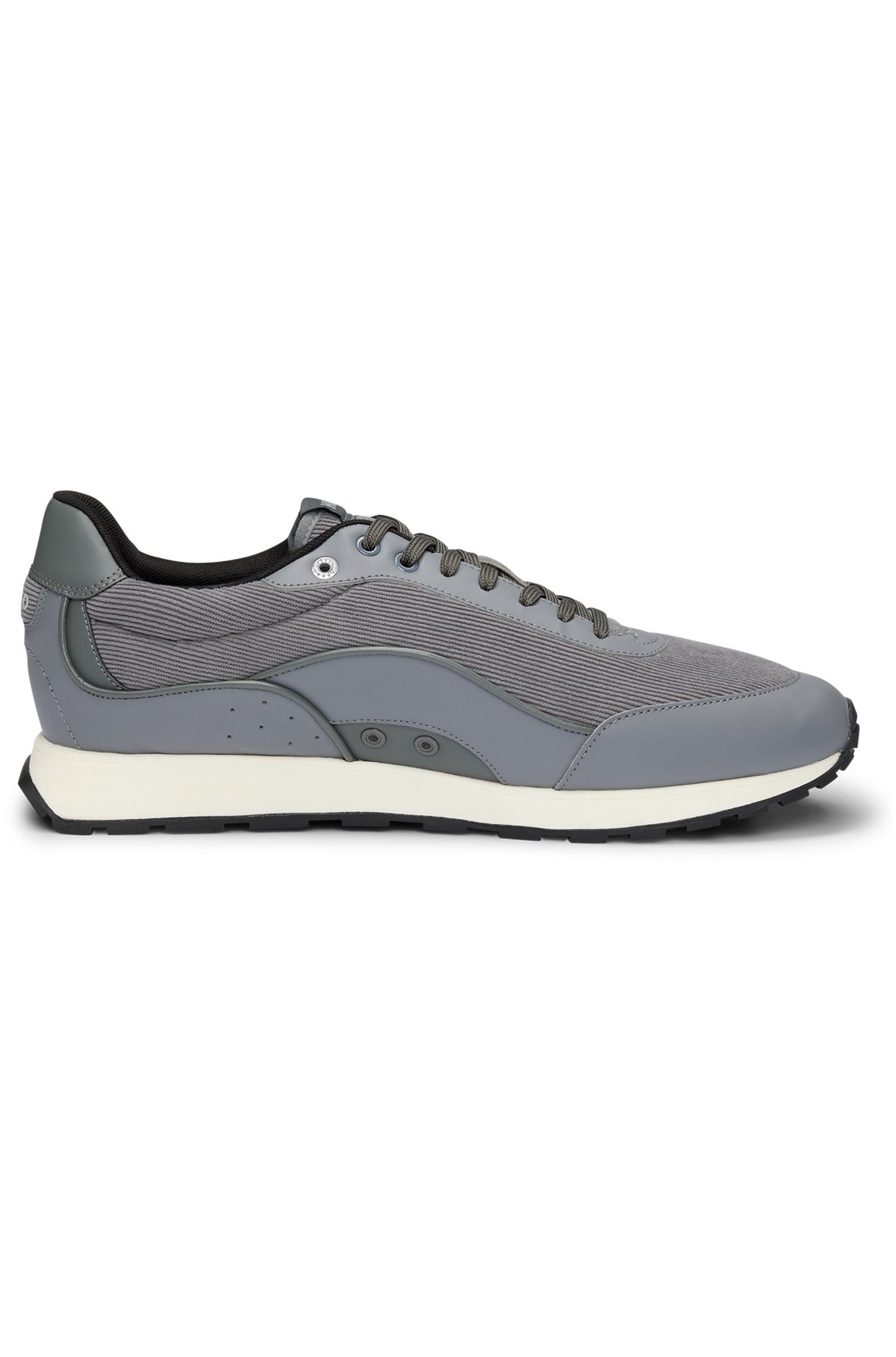 MIXED-MATERIAL TRAINERS WITH CORDUROY-EFFECT TRIMS - 1
