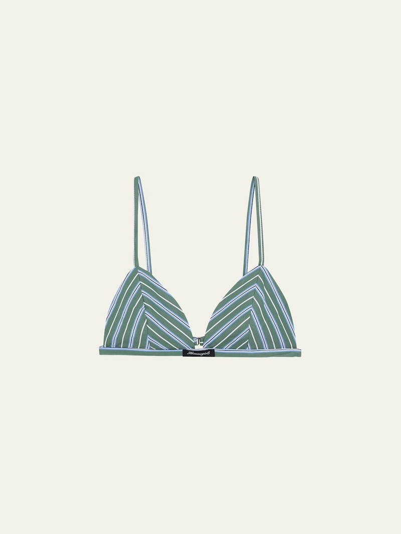Striped Shirting Triangle Bralette 1