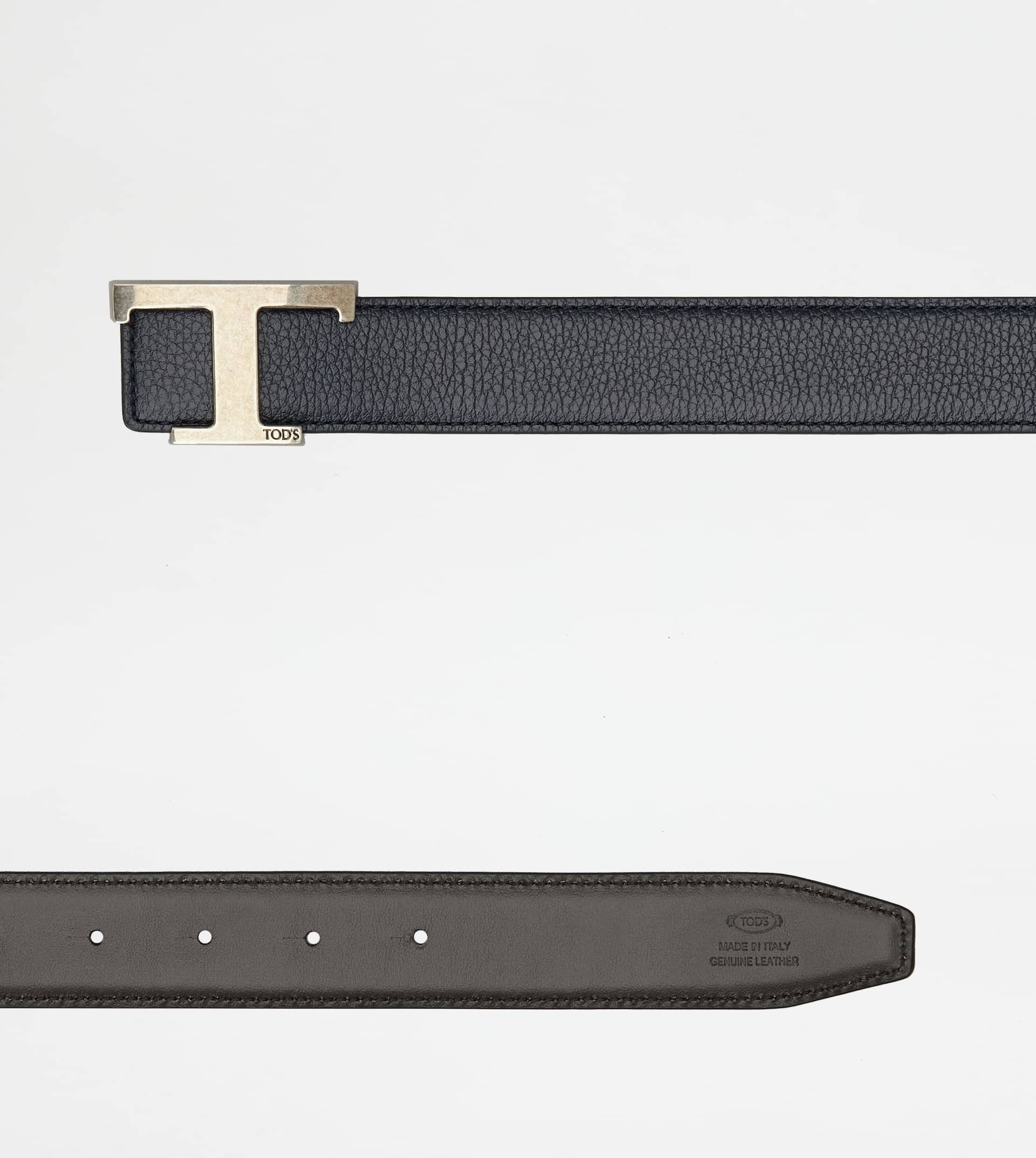 T TIMELESS REVERSIBLE BELT IN LEATHER - BLUE - 3