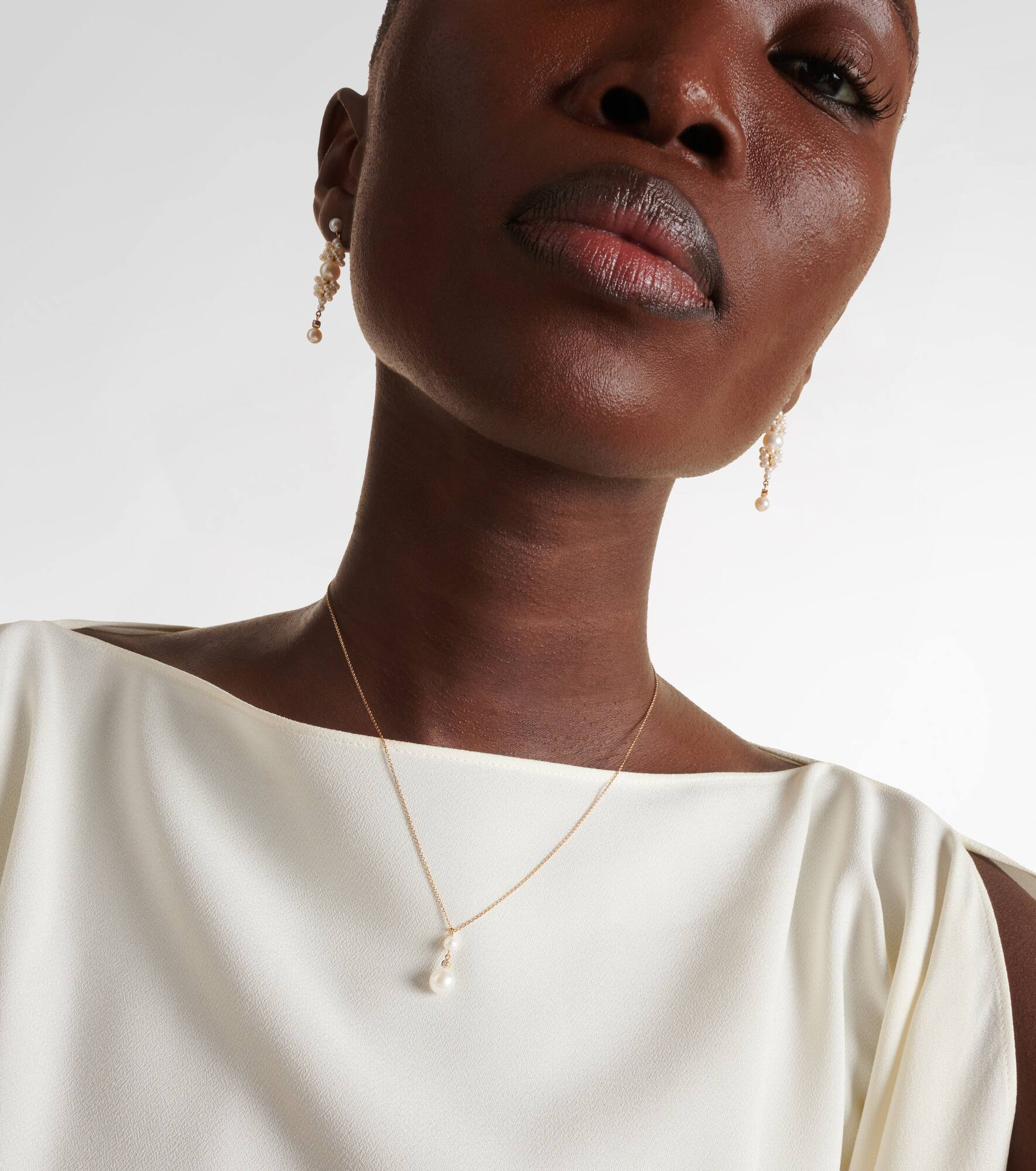 Rêve Simple 14kt gold necklace with diamonds and pearls - 3