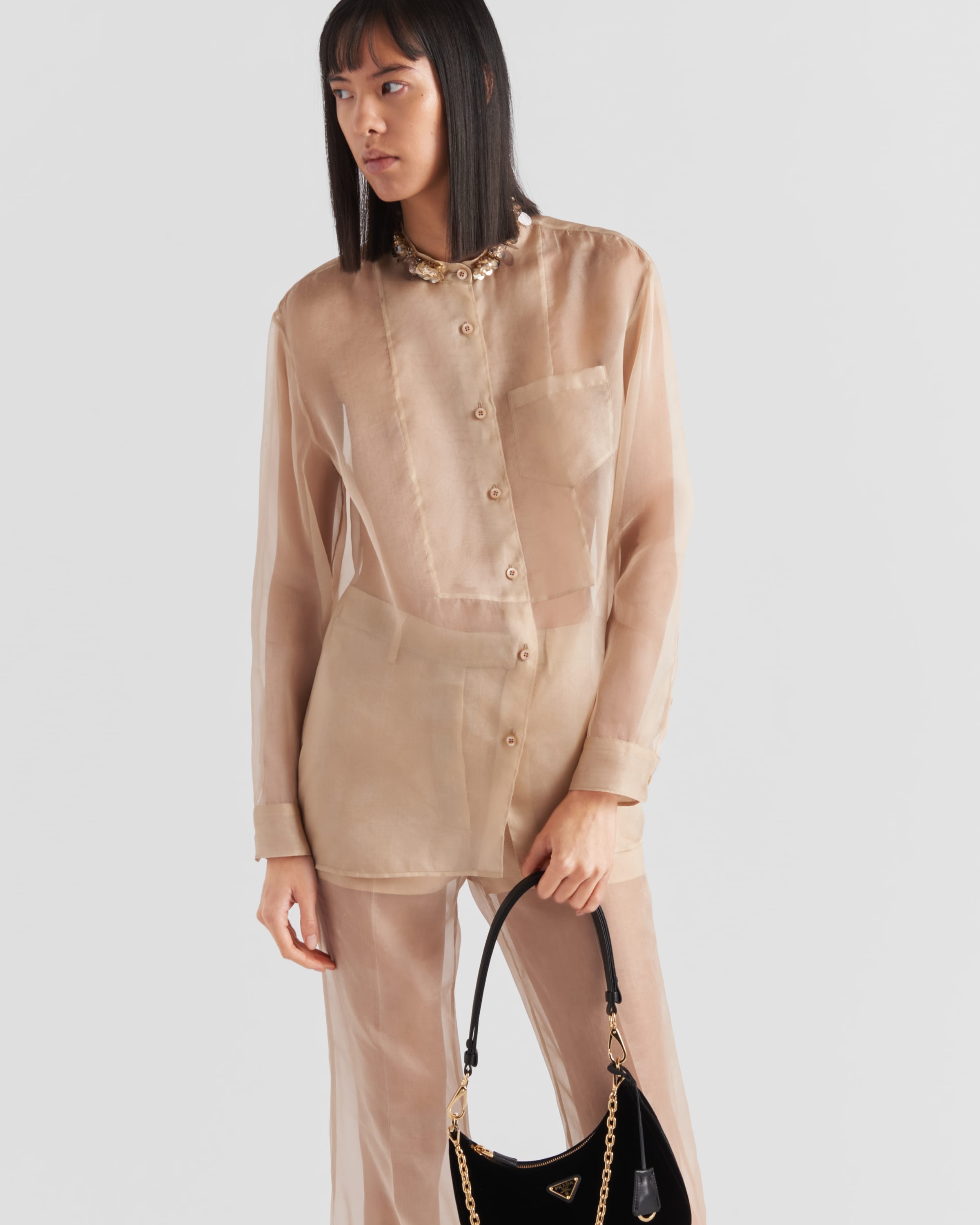 Embroidered organza shirt - 4