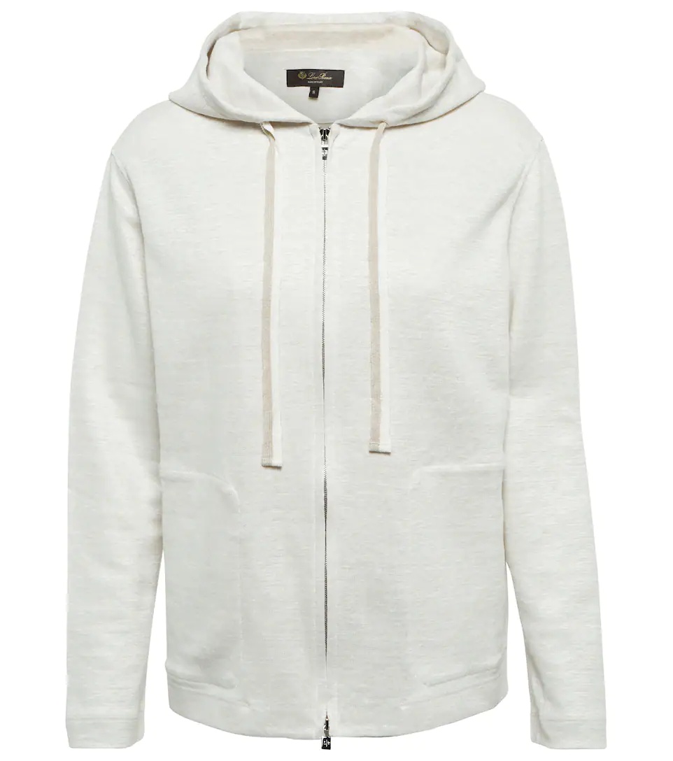 Zip-up linen jersey hoodie - 1