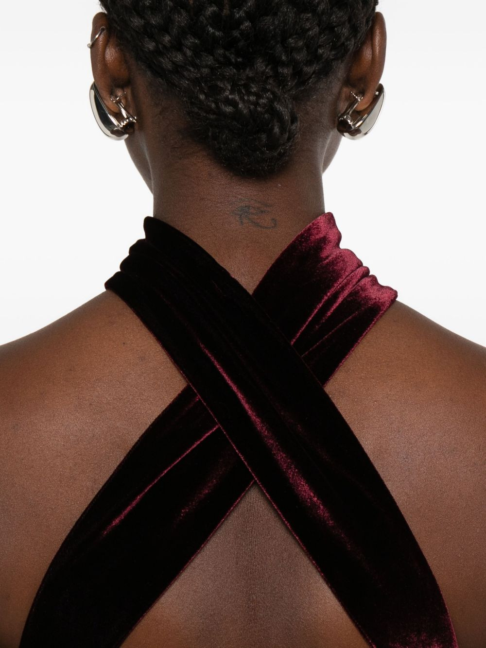 halter-neck velvet dress - 5