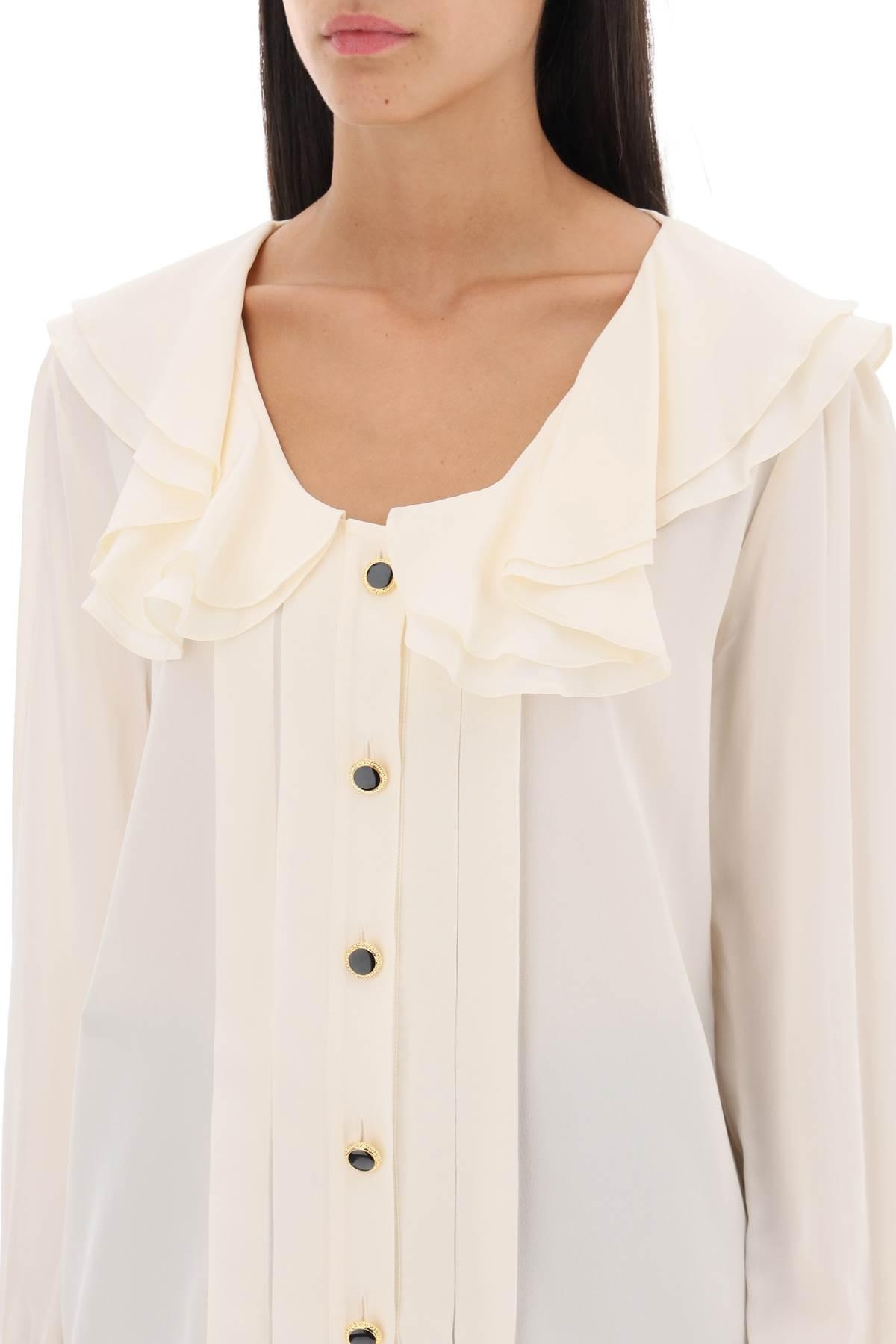 CREPE DE CHINE BLOUSE WITH FRILLS - 5