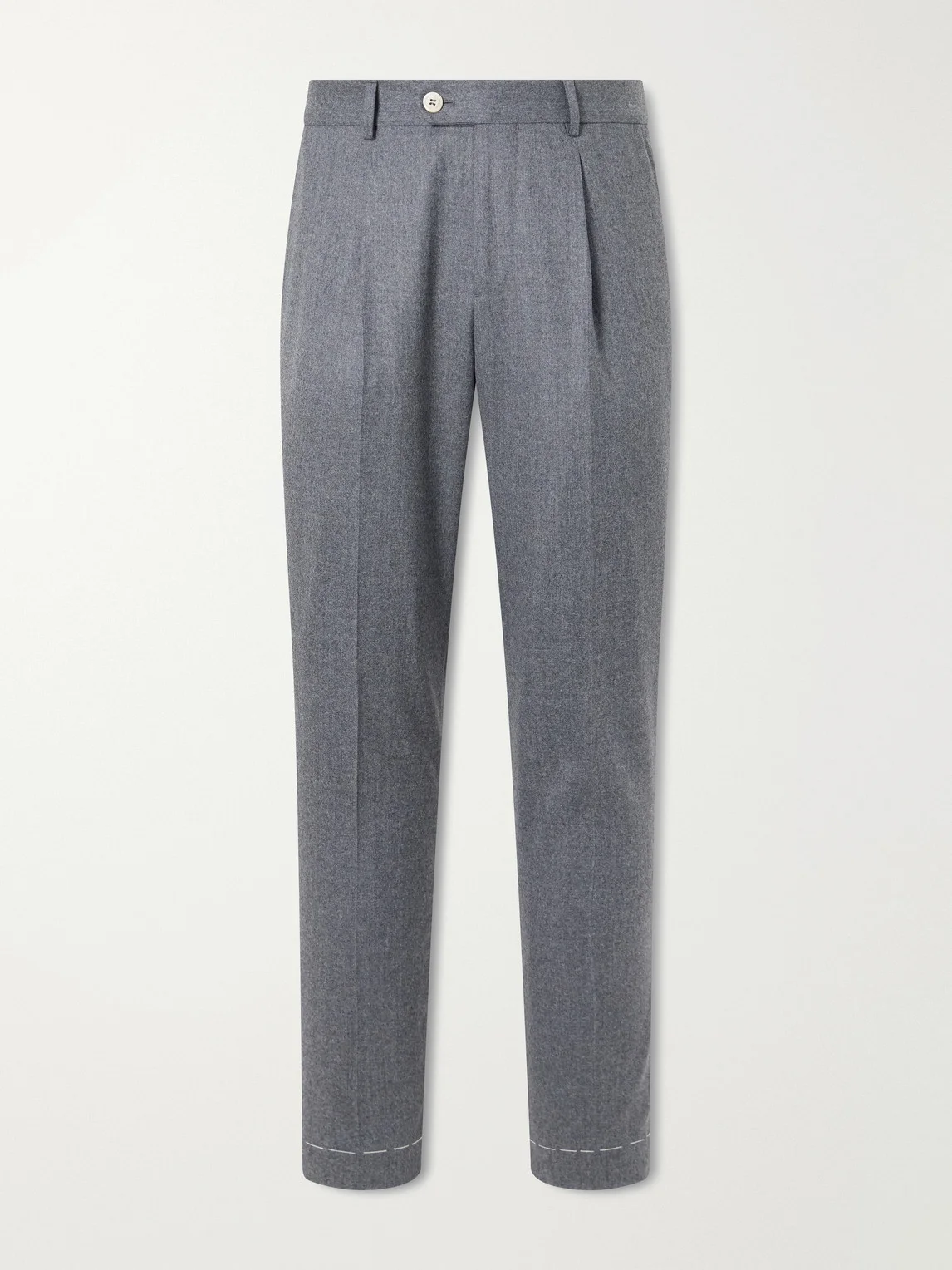 Straight-Leg Pleated Wool Trousers - 1