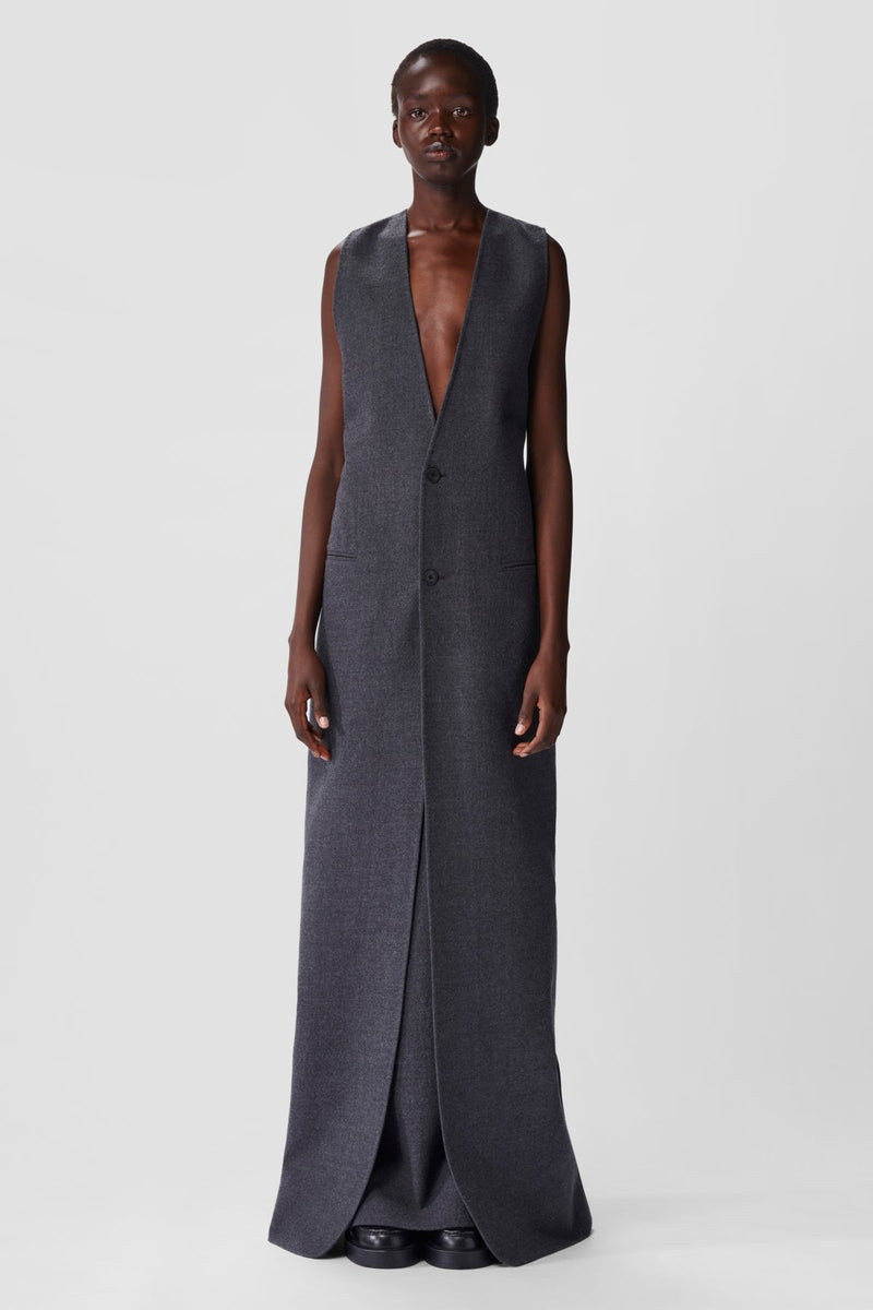 Helena Comfort Long Waistcoat Brushed Wool 1