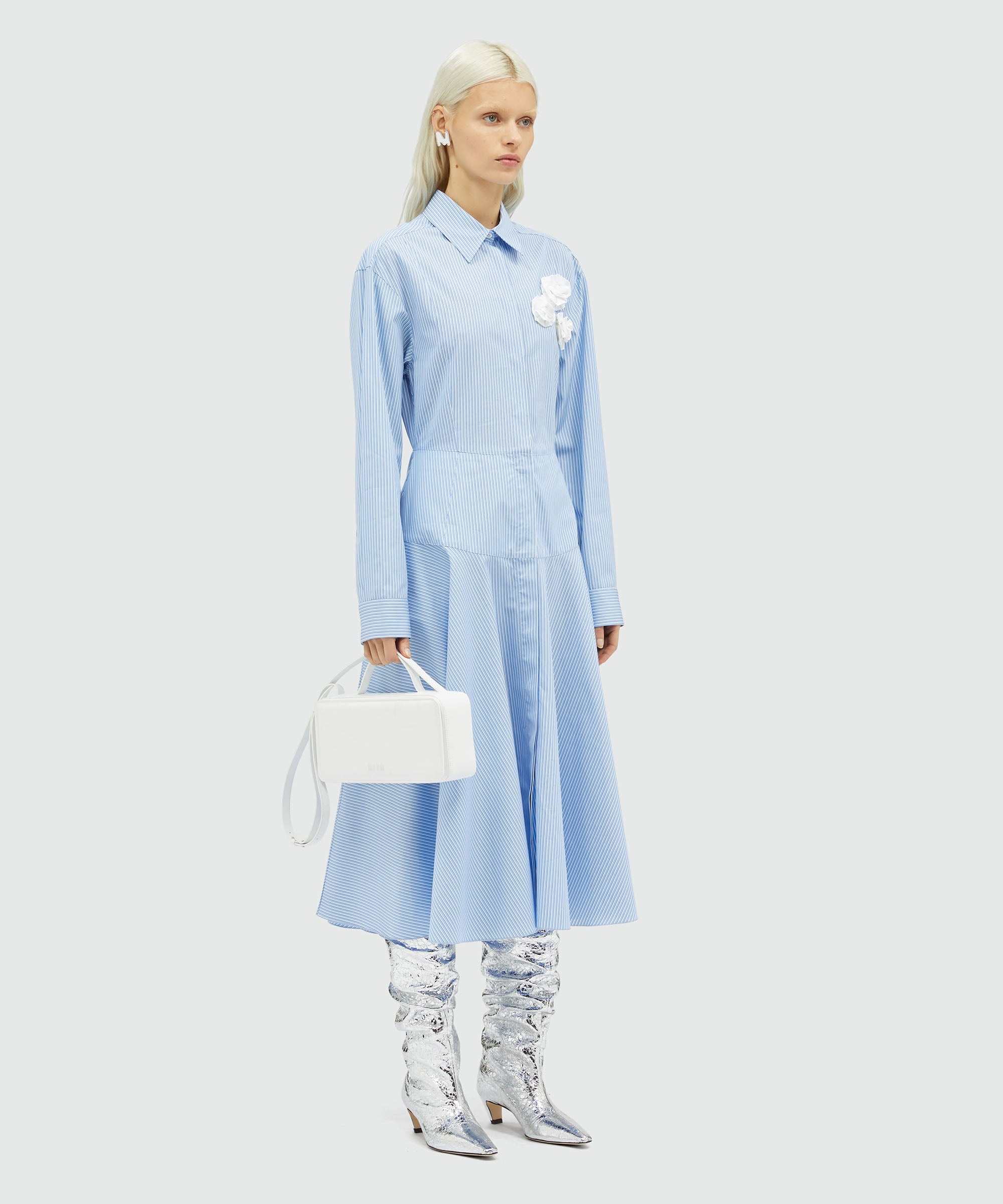 Poplin striped shirt dress - 4