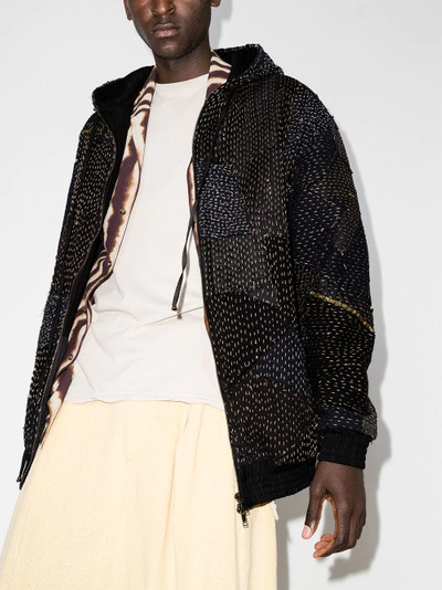 By Walid Hayden patchwork hooded jacket outlook