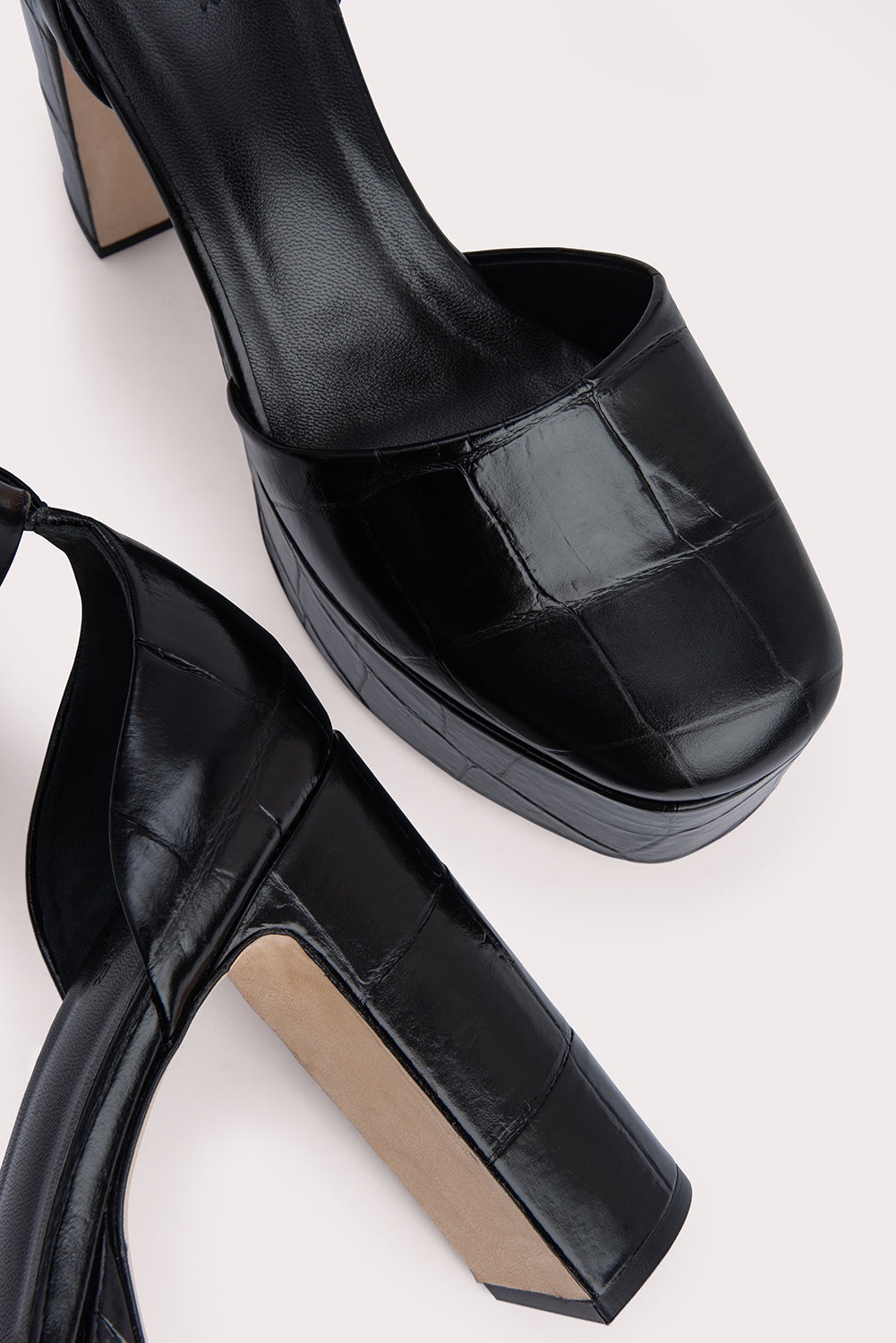 Barb Black Maxi Croco Embossed Leather - 4