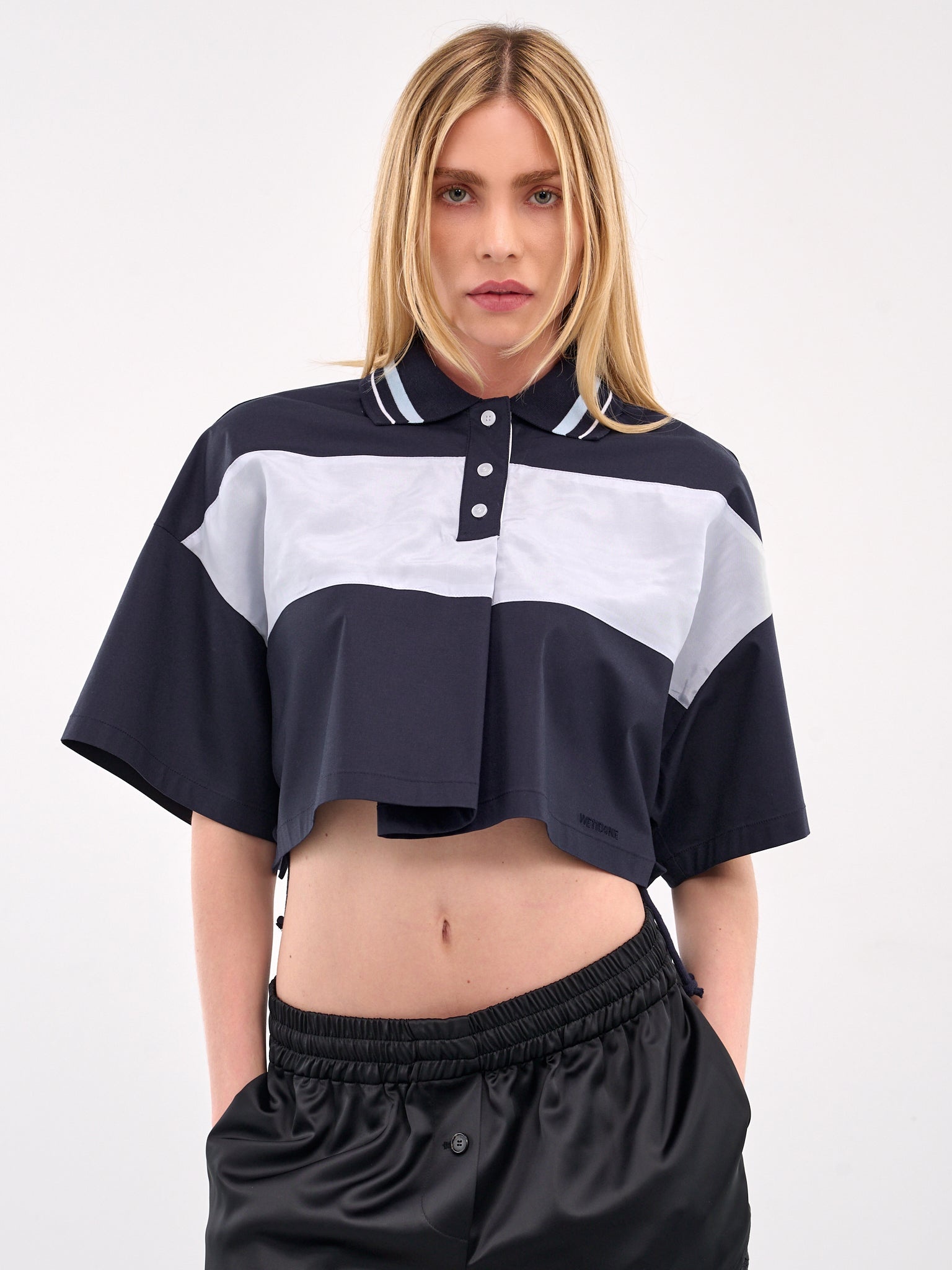 Color Block Crop Polo Shirt - 4