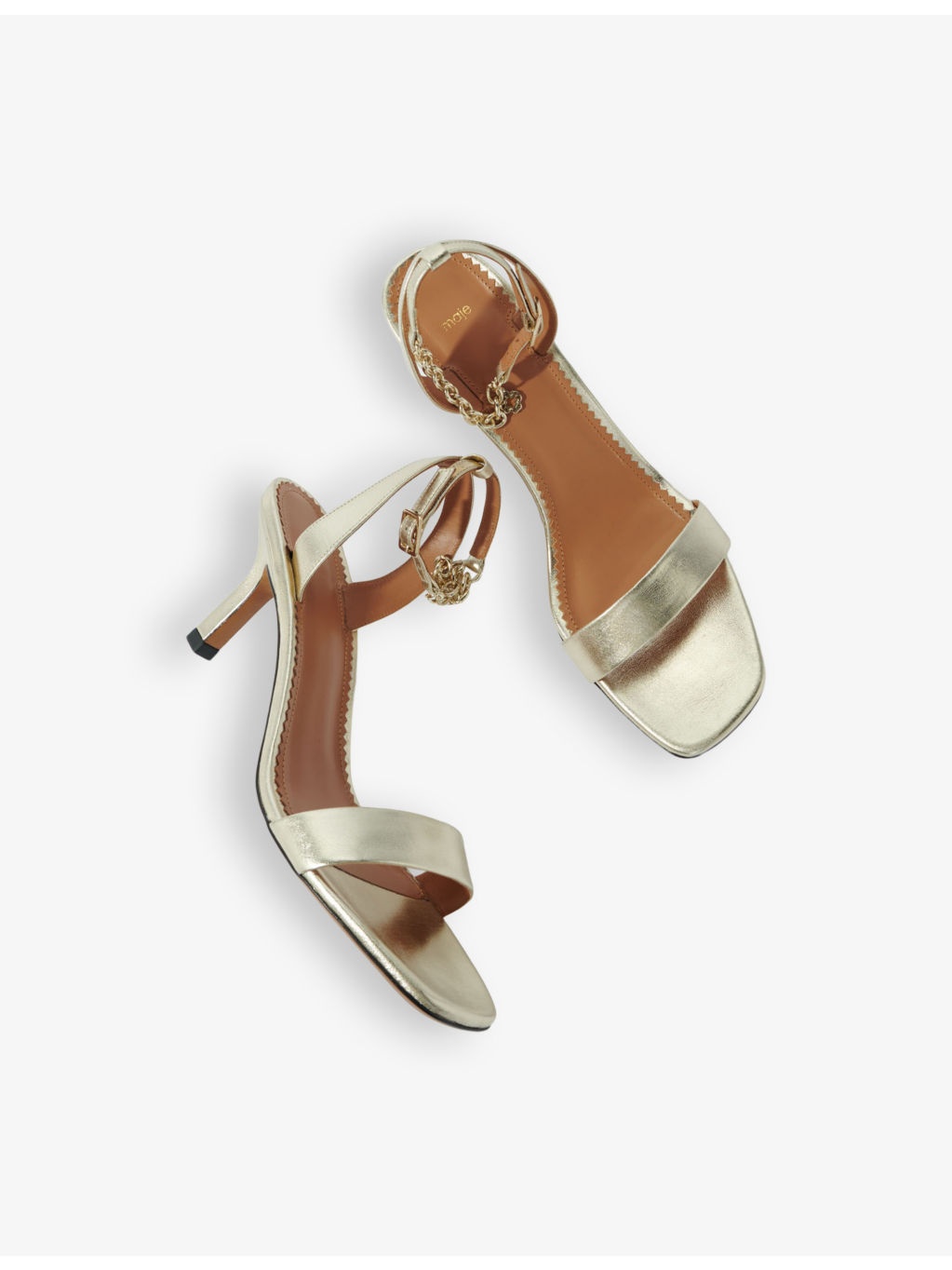 Chain-embellished leather heeled sandals - 3