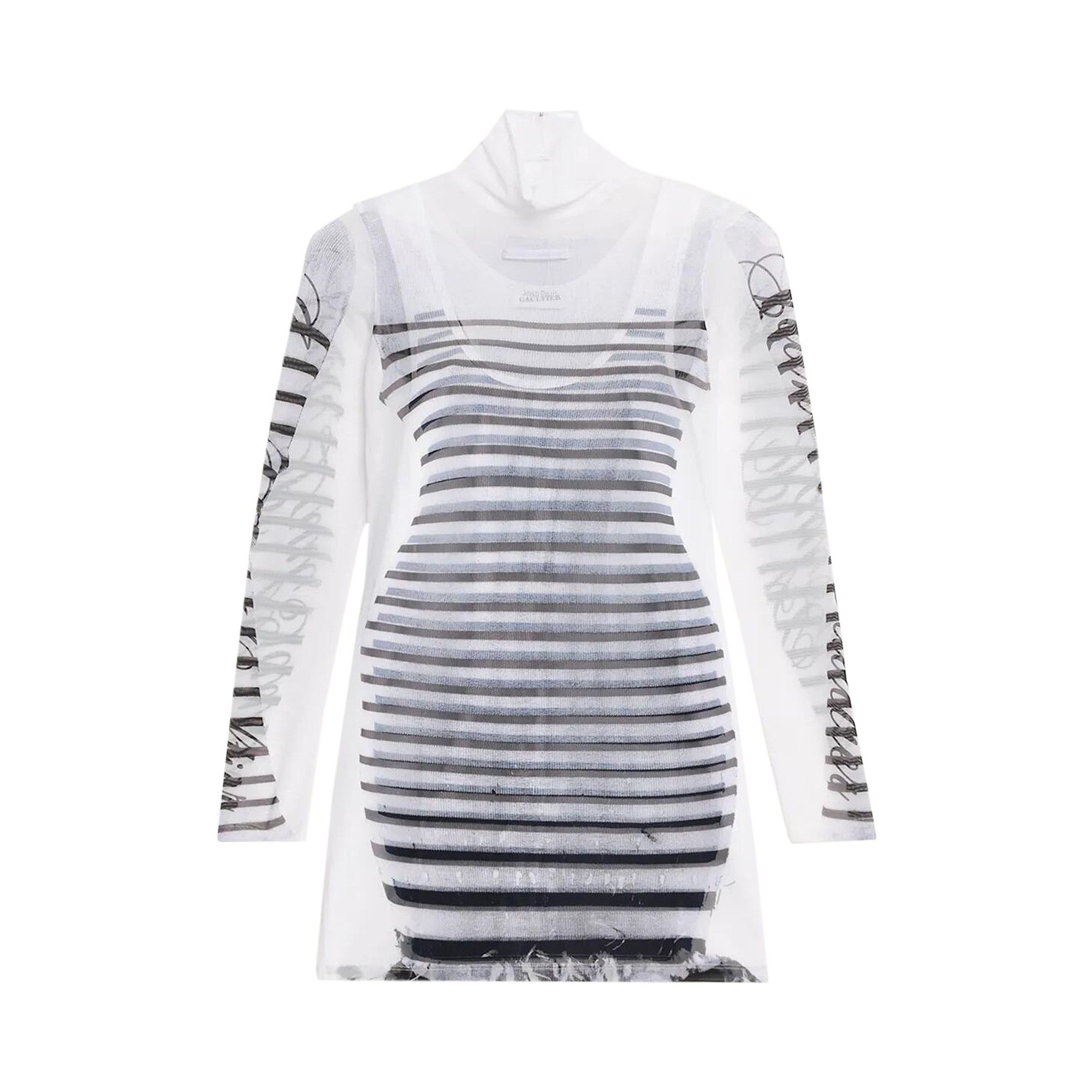 Jean Paul Gaultier Mesh Short Dress 'White/Navy/Black' - 1
