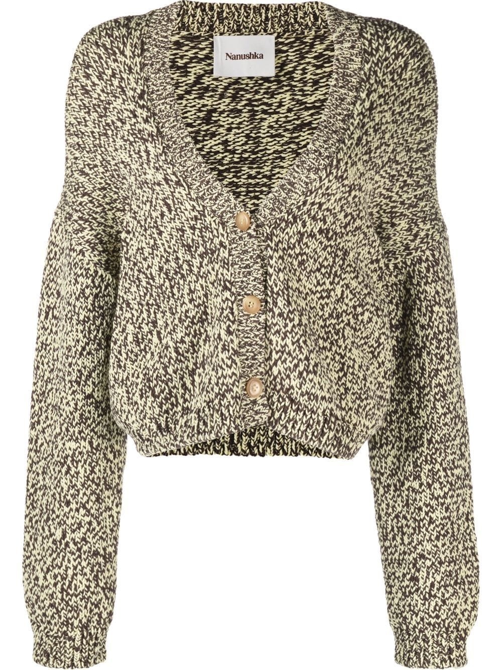 two-tone jersey knit cardigan - 1