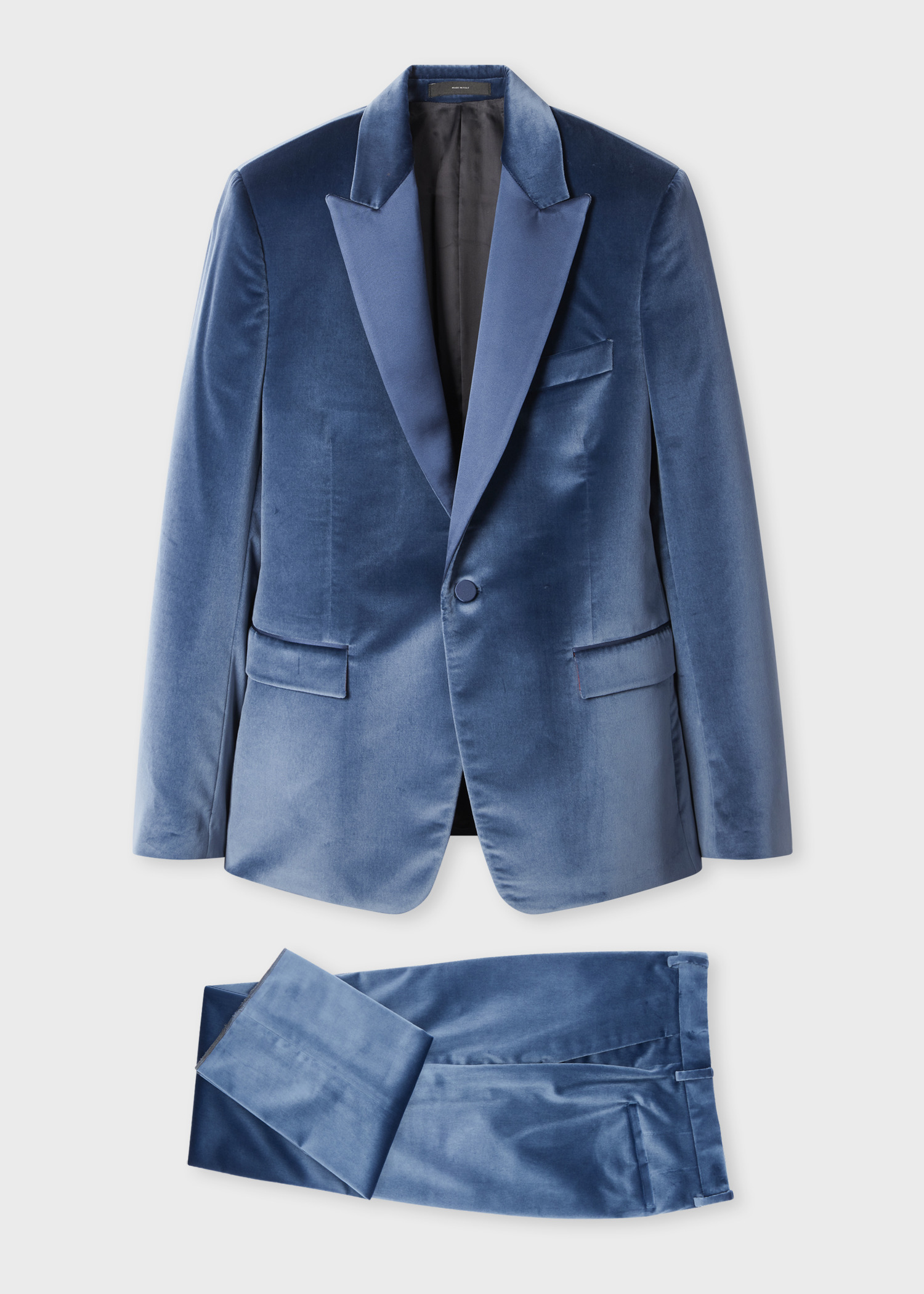 The Soho - Tailored-Fit Blue Velvet Suit - 1