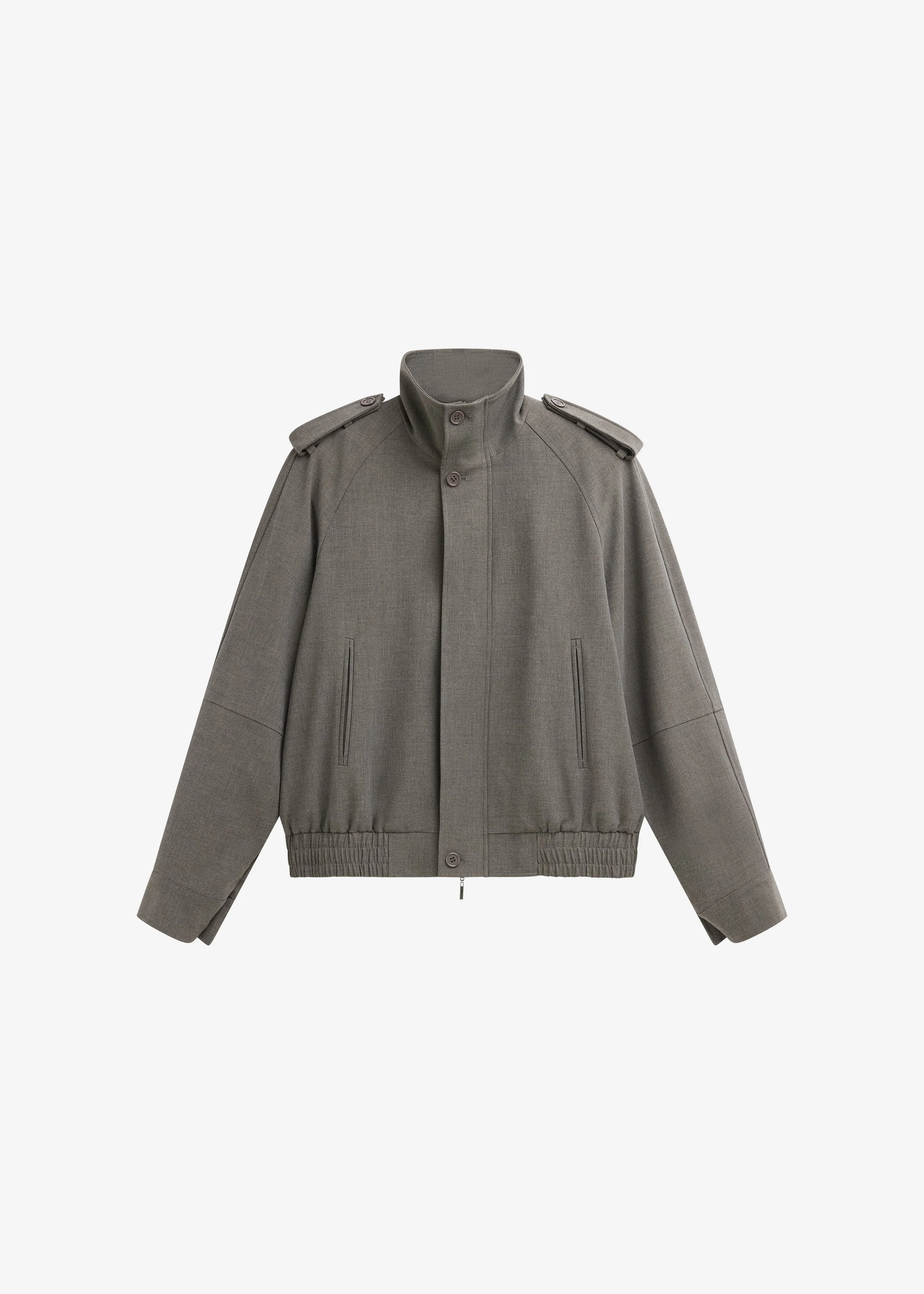 Kelly Padded Double Weave Blouson - Taupe Melange - 1