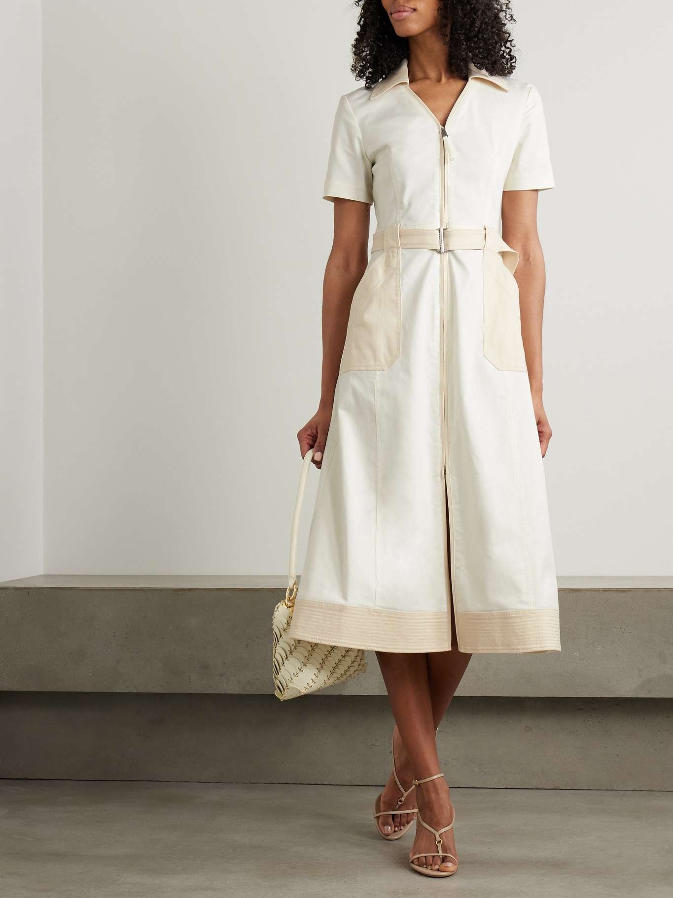 Hanover cotton-blend twill shirt dress Ivory - 2